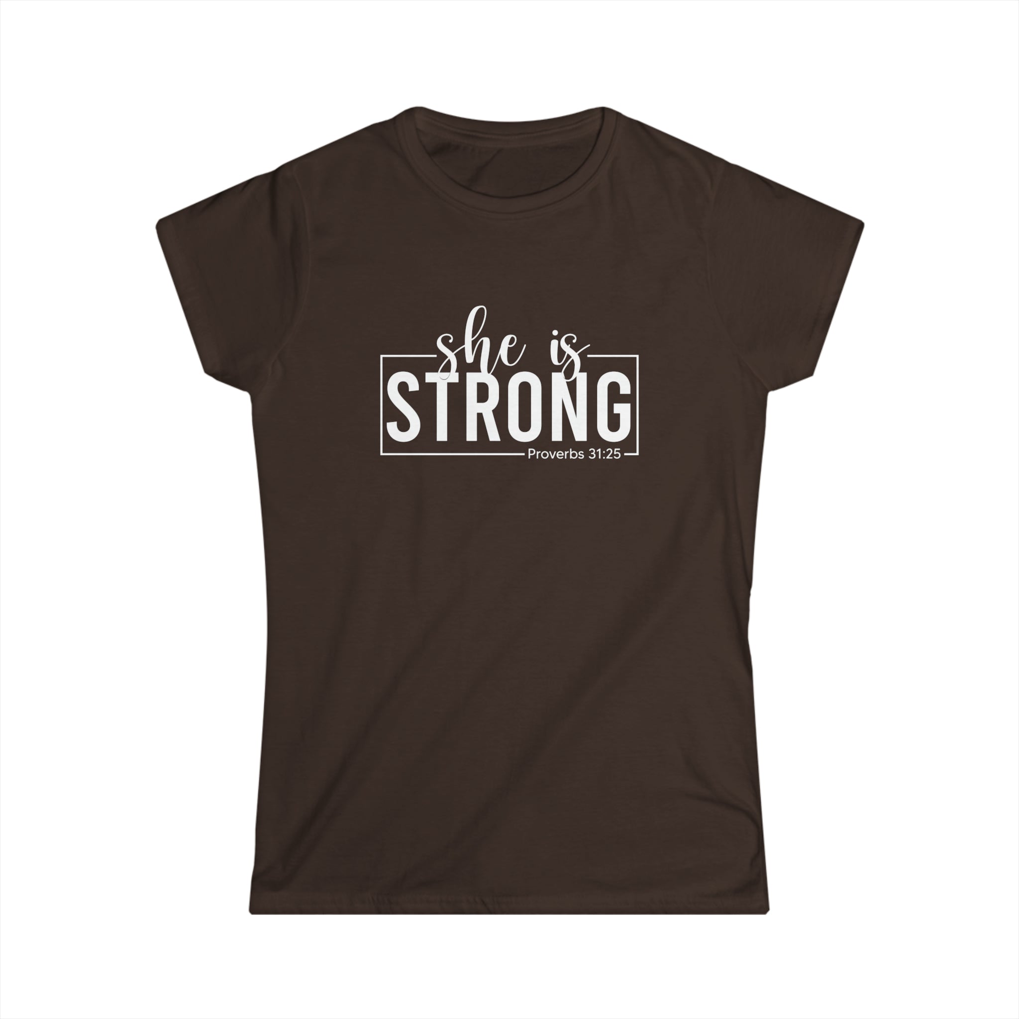 She is STRONG - Women's Softstyle Tee - Front Print White