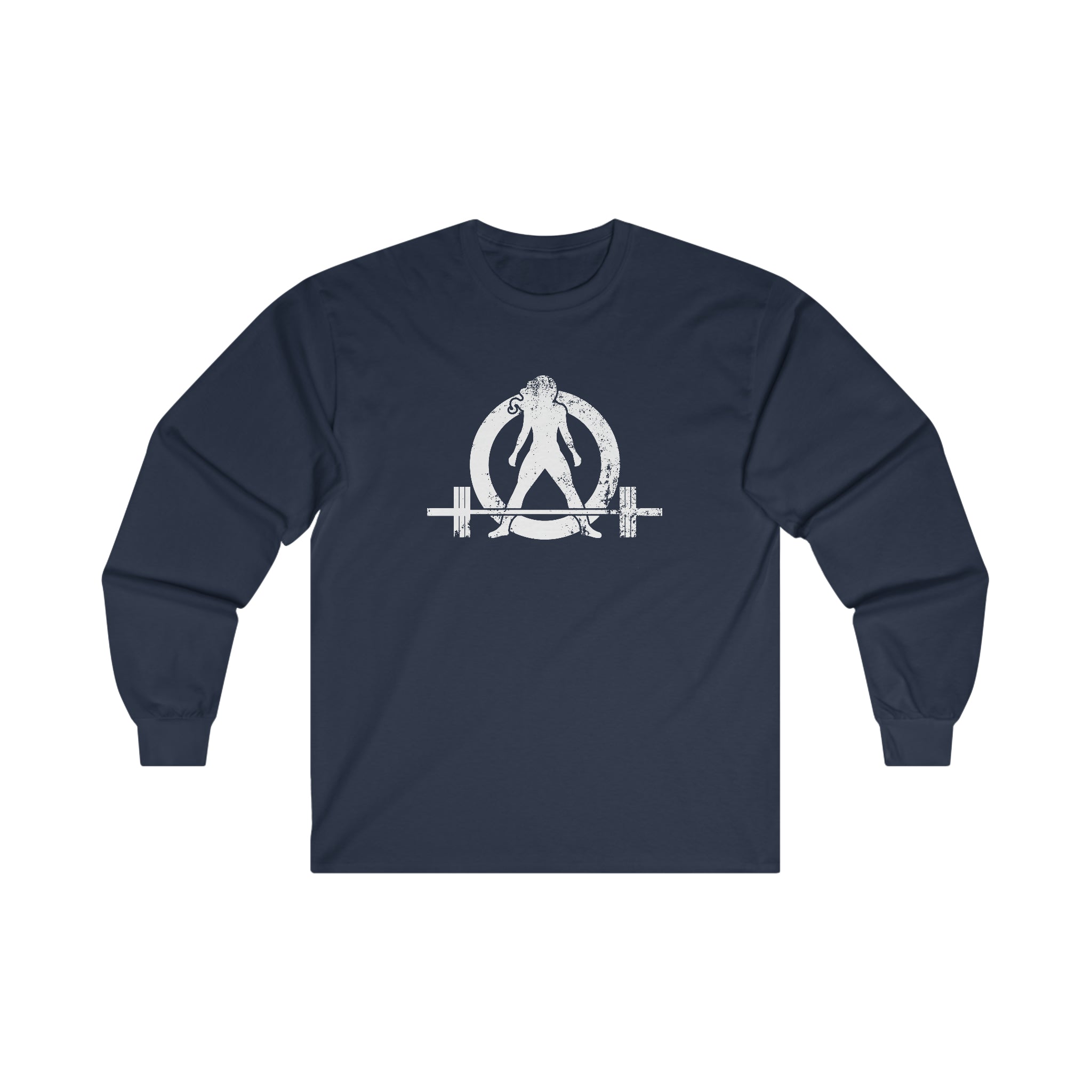 Distressed - Ultra Cotton Long Sleeve Tee - White Logo