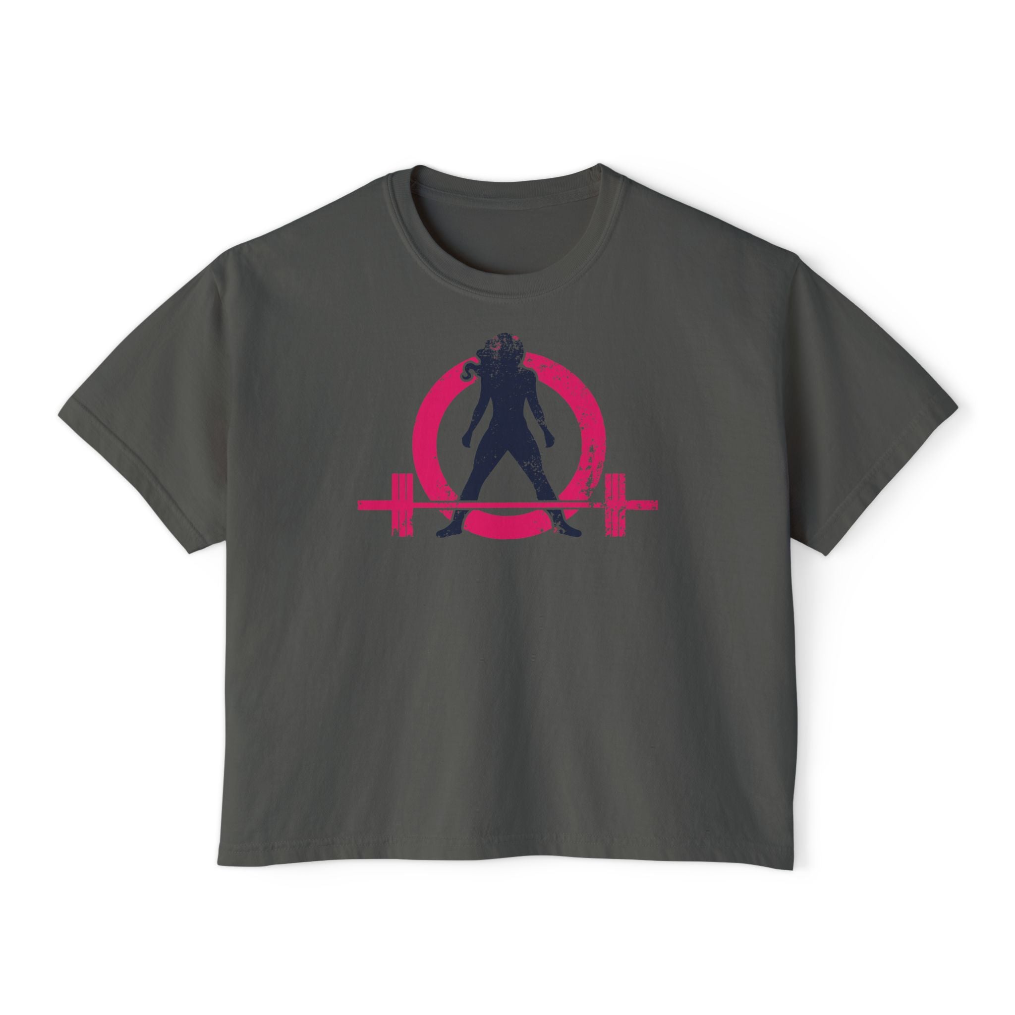 Women's Boxy Tee - Color Distressed Logo Front Plain Back