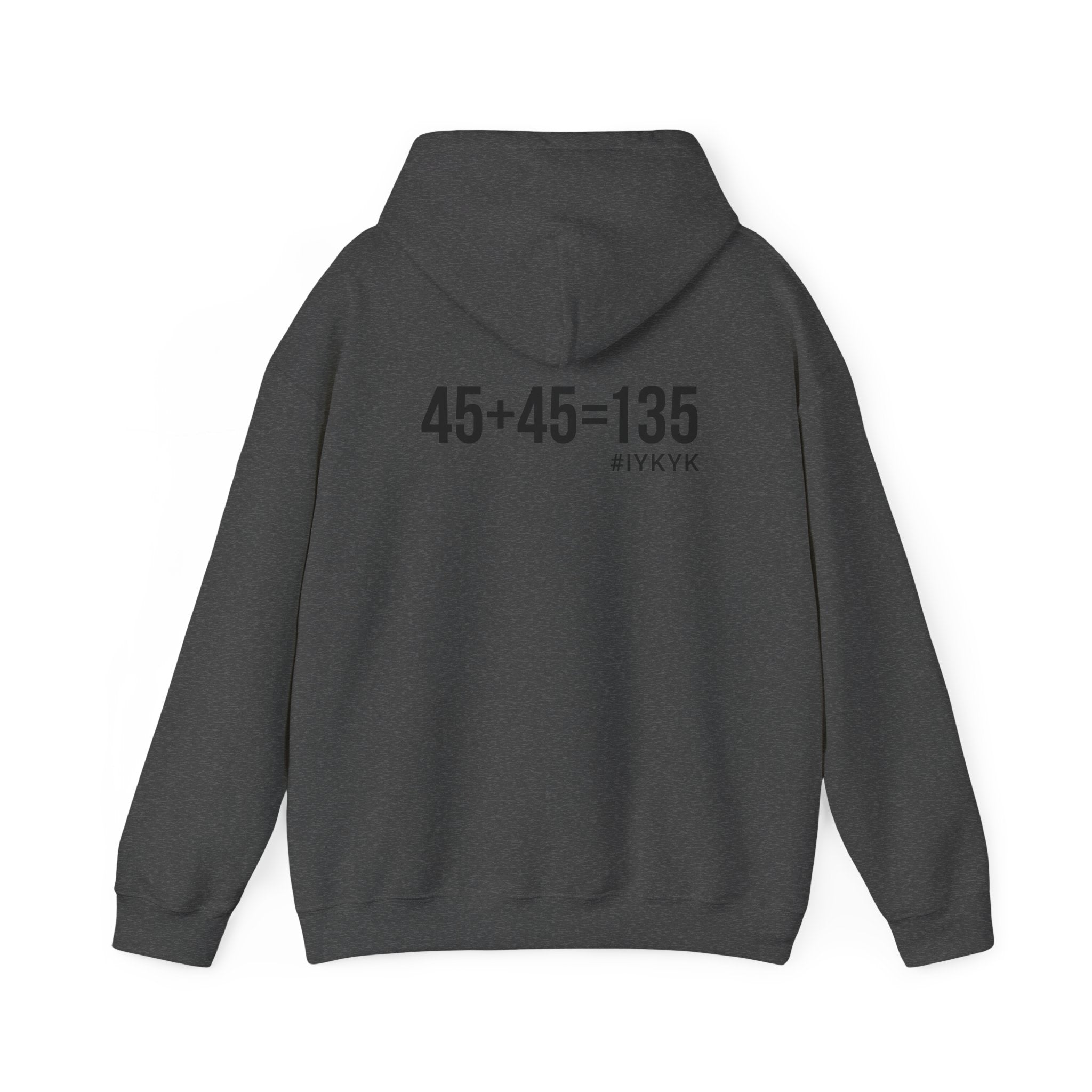 45 + 45 = 135 - Unisex Heavy Blend Hooded Sweatshirt - Front & Back Print Black