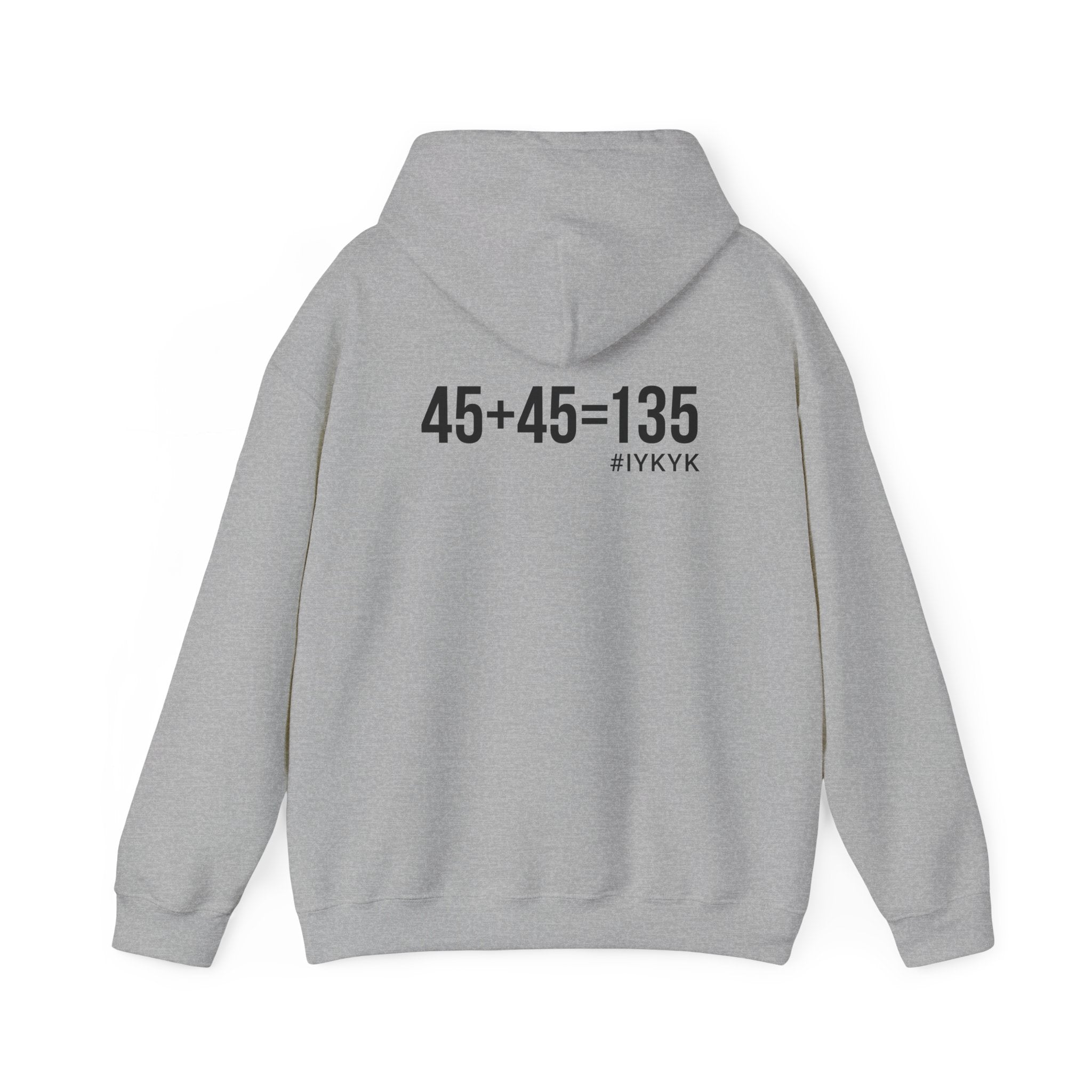 45 + 45 = 135 - Unisex Heavy Blend Hooded Sweatshirt - Front & Back Print Black