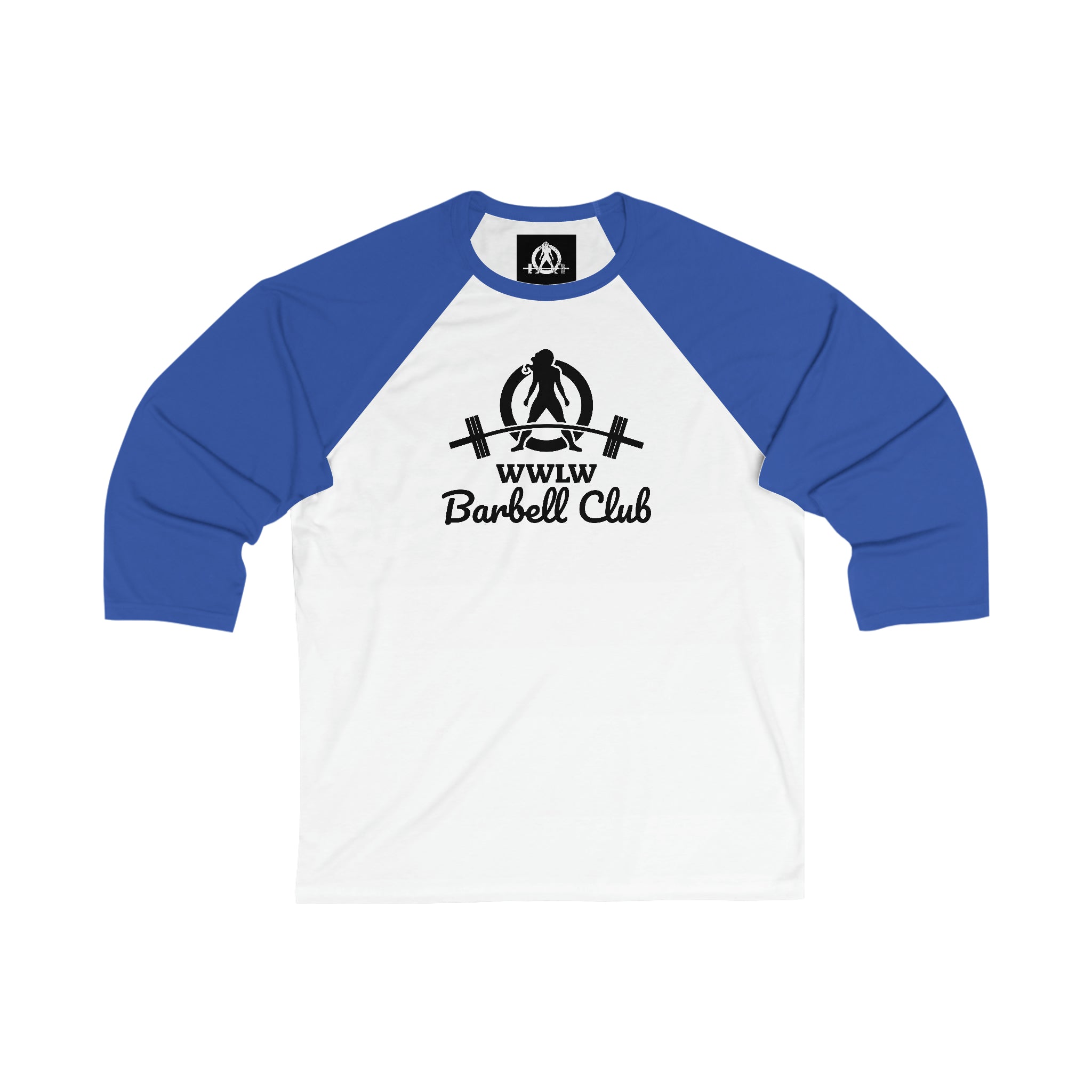 Barbell Club - Unisex 3\4 Sleeve Baseball Tee - Black Logo