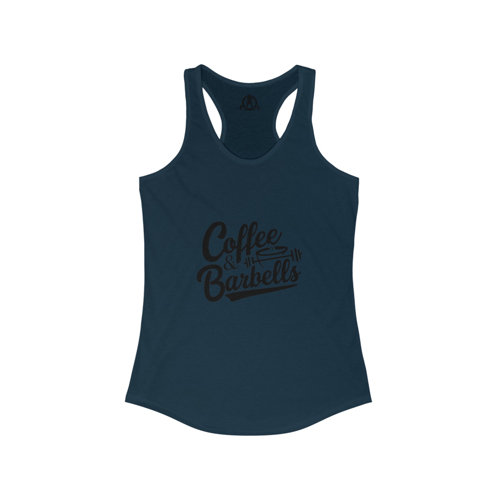 Coffee & Barbells - Women's Ideal Racerback Tank - Black Logo Plain Back