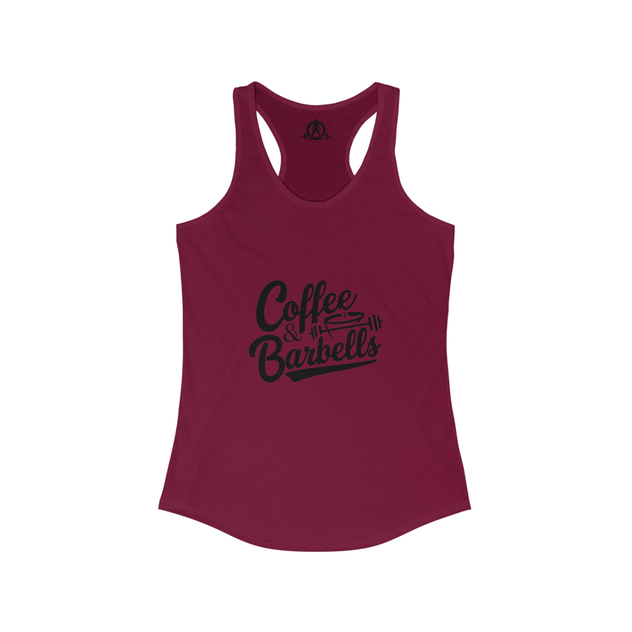 Coffee & Barbells - Women's Ideal Racerback Tank - Black Logo Plain Back
