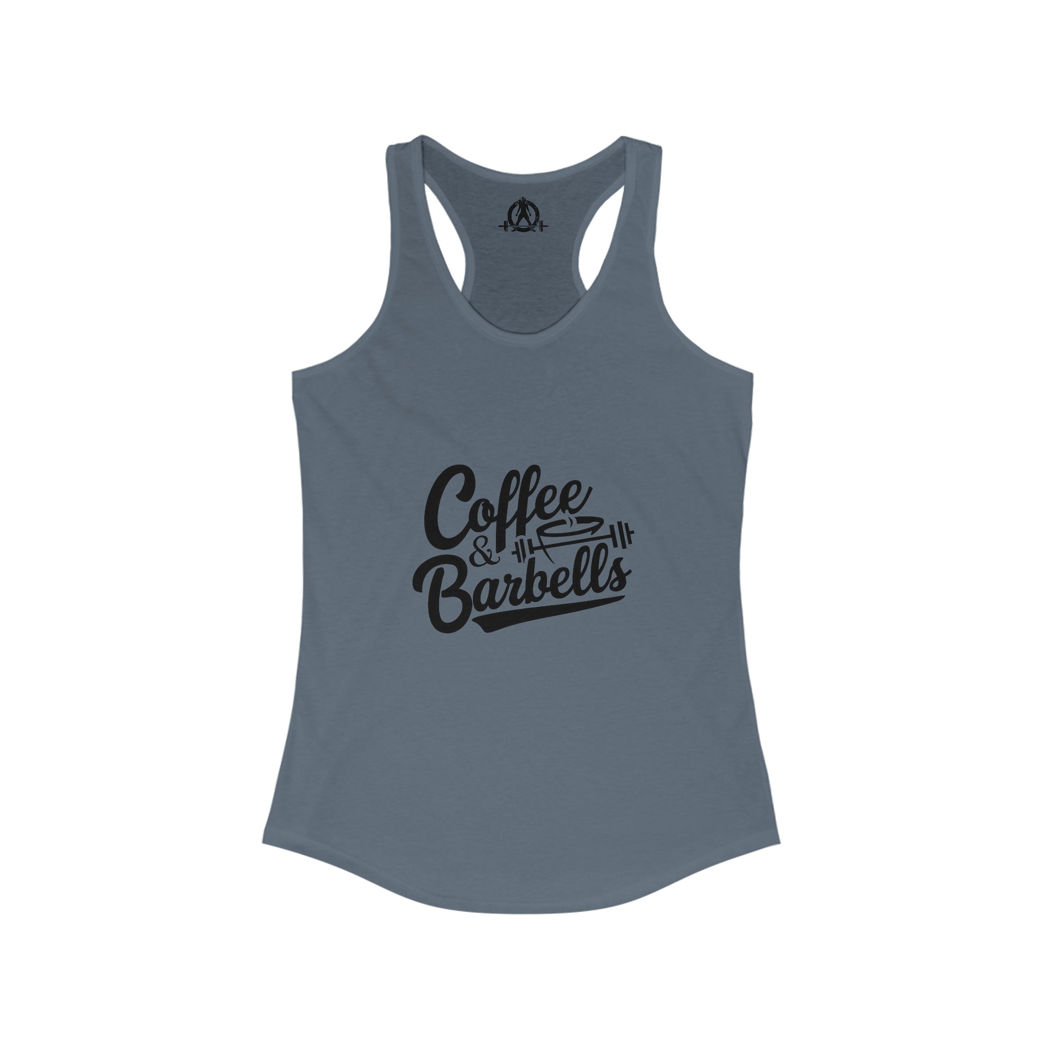 Coffee & Barbells - Women's Ideal Racerback Tank - Black Logo Plain Back