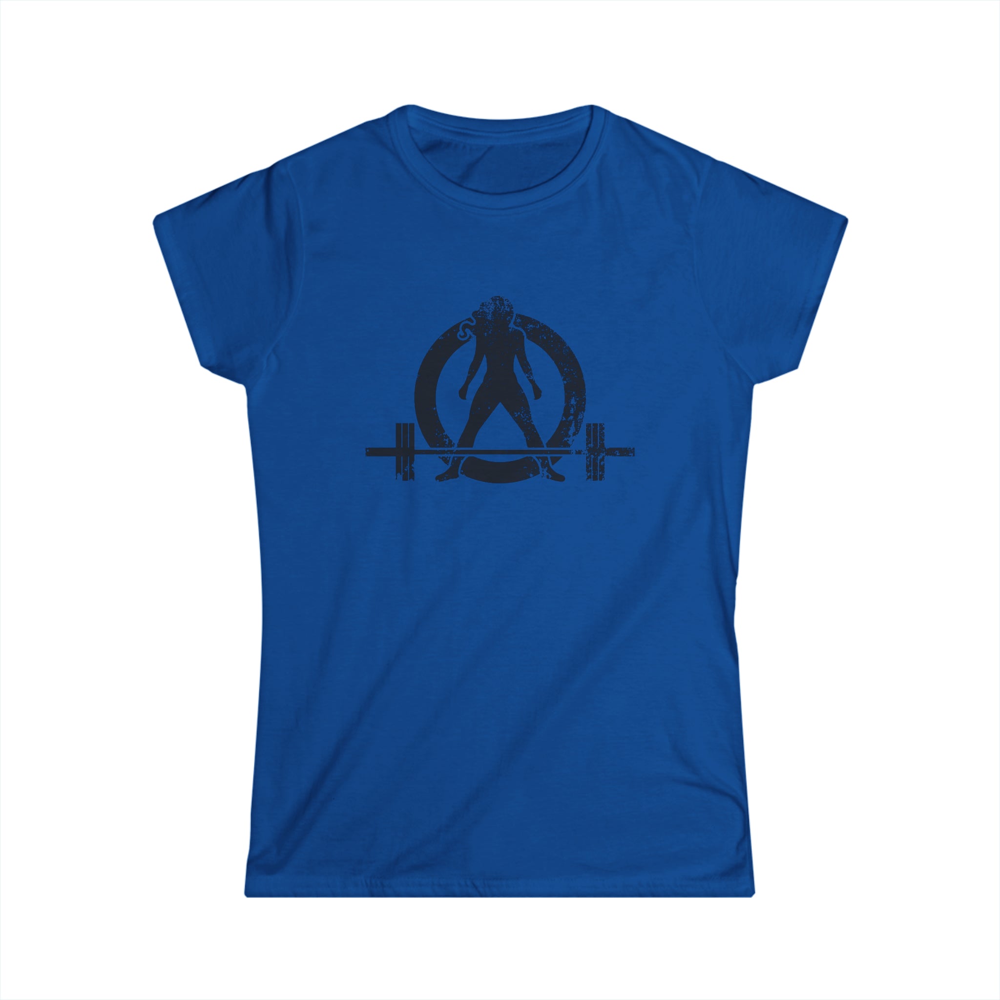 Women's Softstyle Tee - Distressed Black Logo - Plain Back