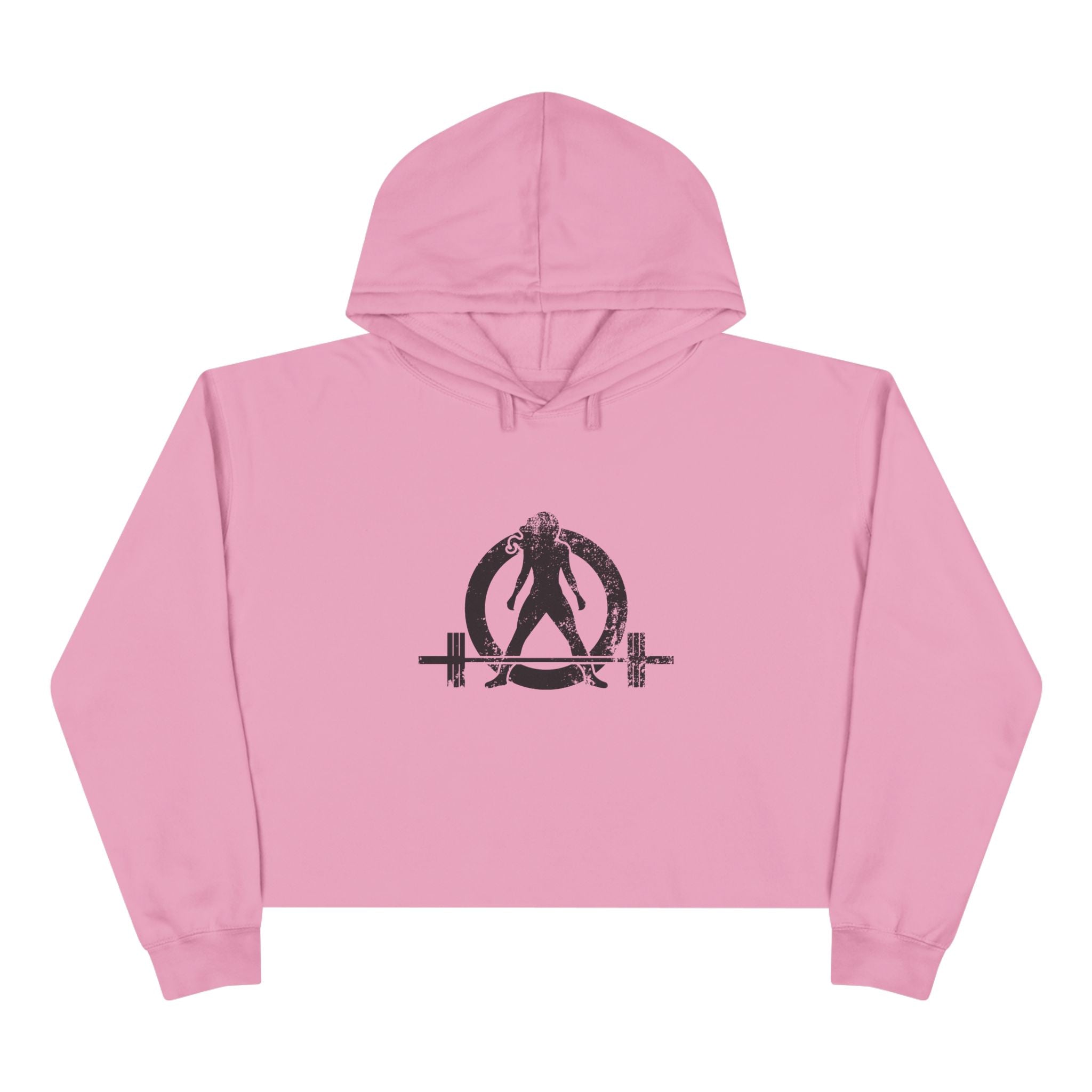 Empowered Crop Hoodie – For Strong Women Who Lift - Black Distressed Logo