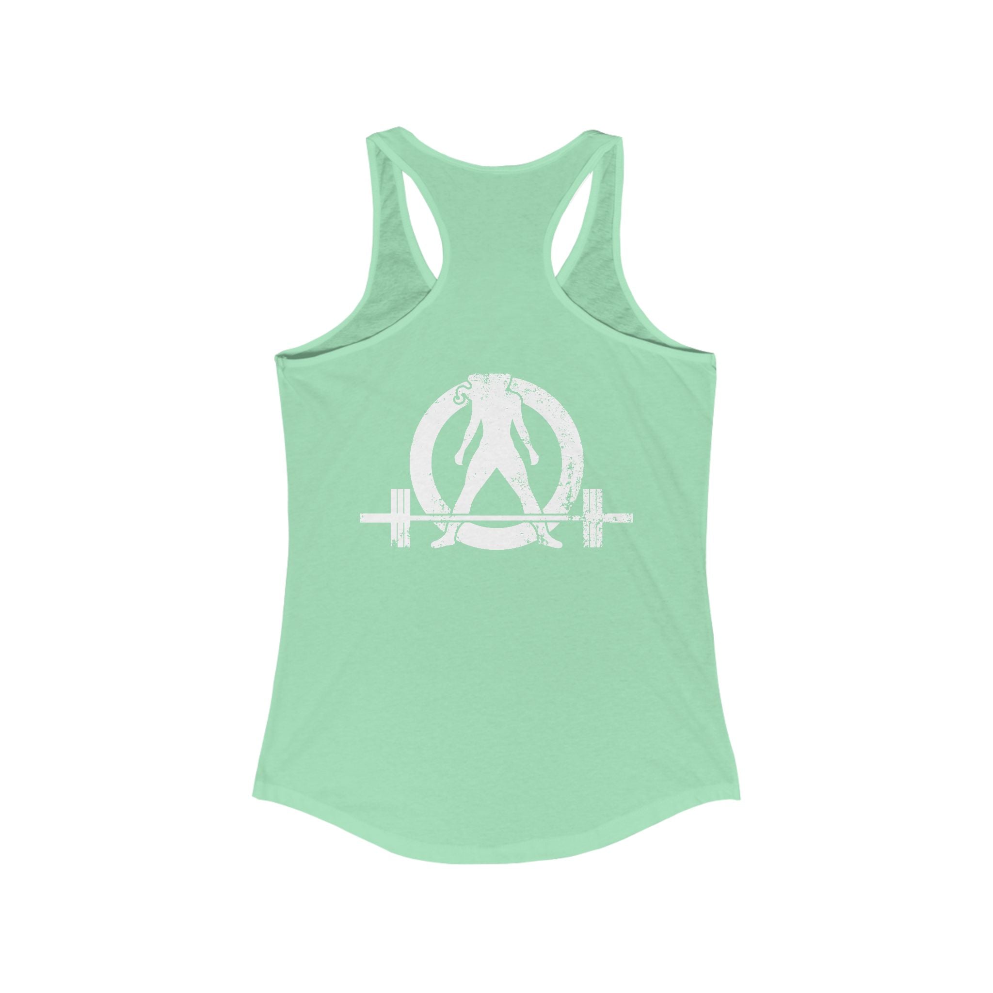 All I Need Is Coffee and a Barbell - Women's Ideal Racerback Tank - Dark Logo - Front & Back