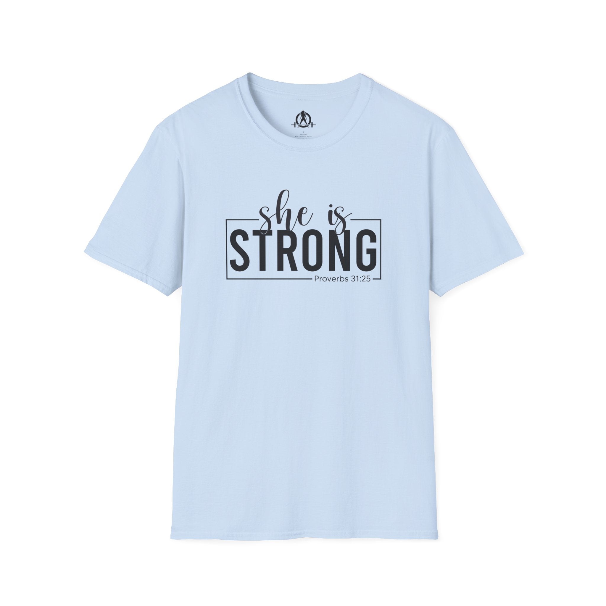 She Is STRONG - Unisex Softstyle T-Shirt - Front Black Print