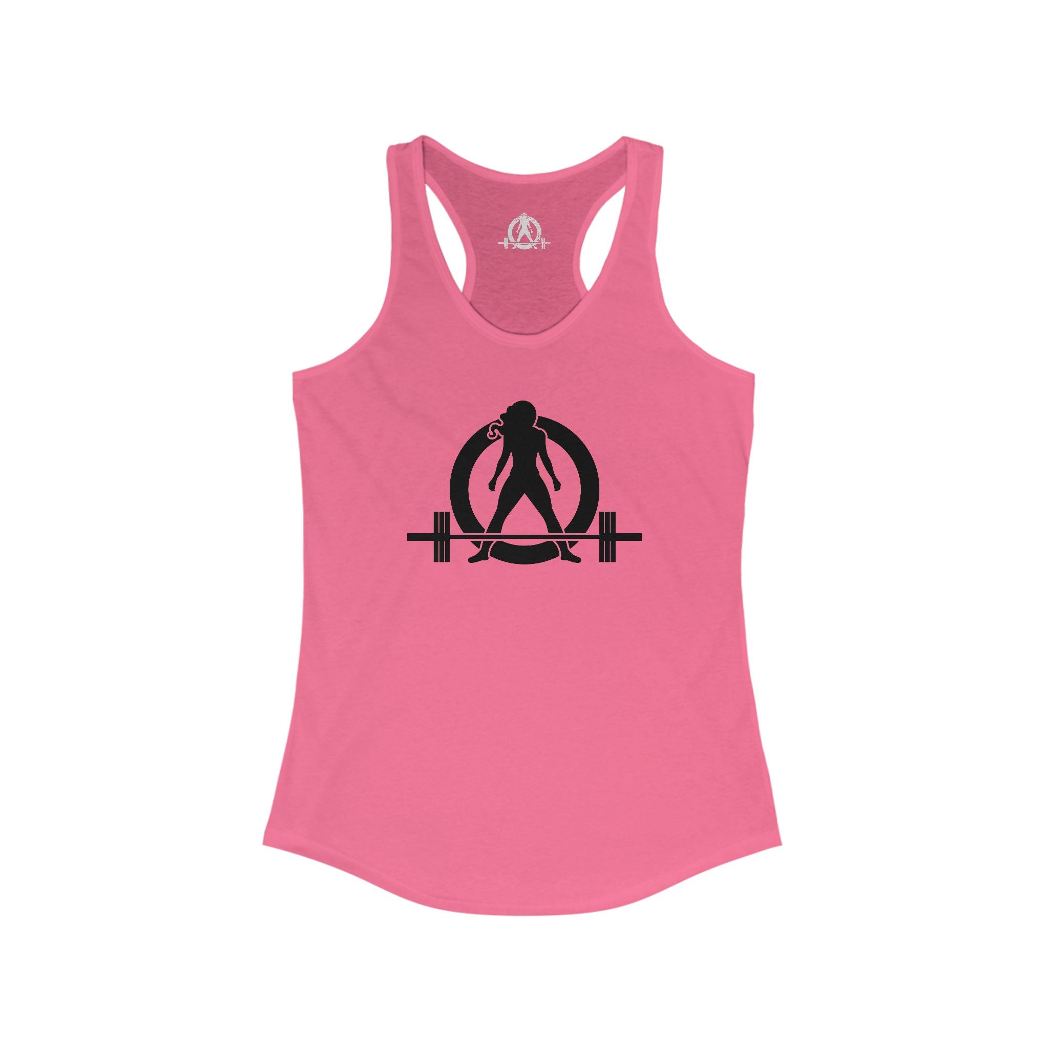 Lift Heavy - Run Fast - Racer Back Tank Top - Women's Ideal Racerback Tank (Black Front & Back Logo)