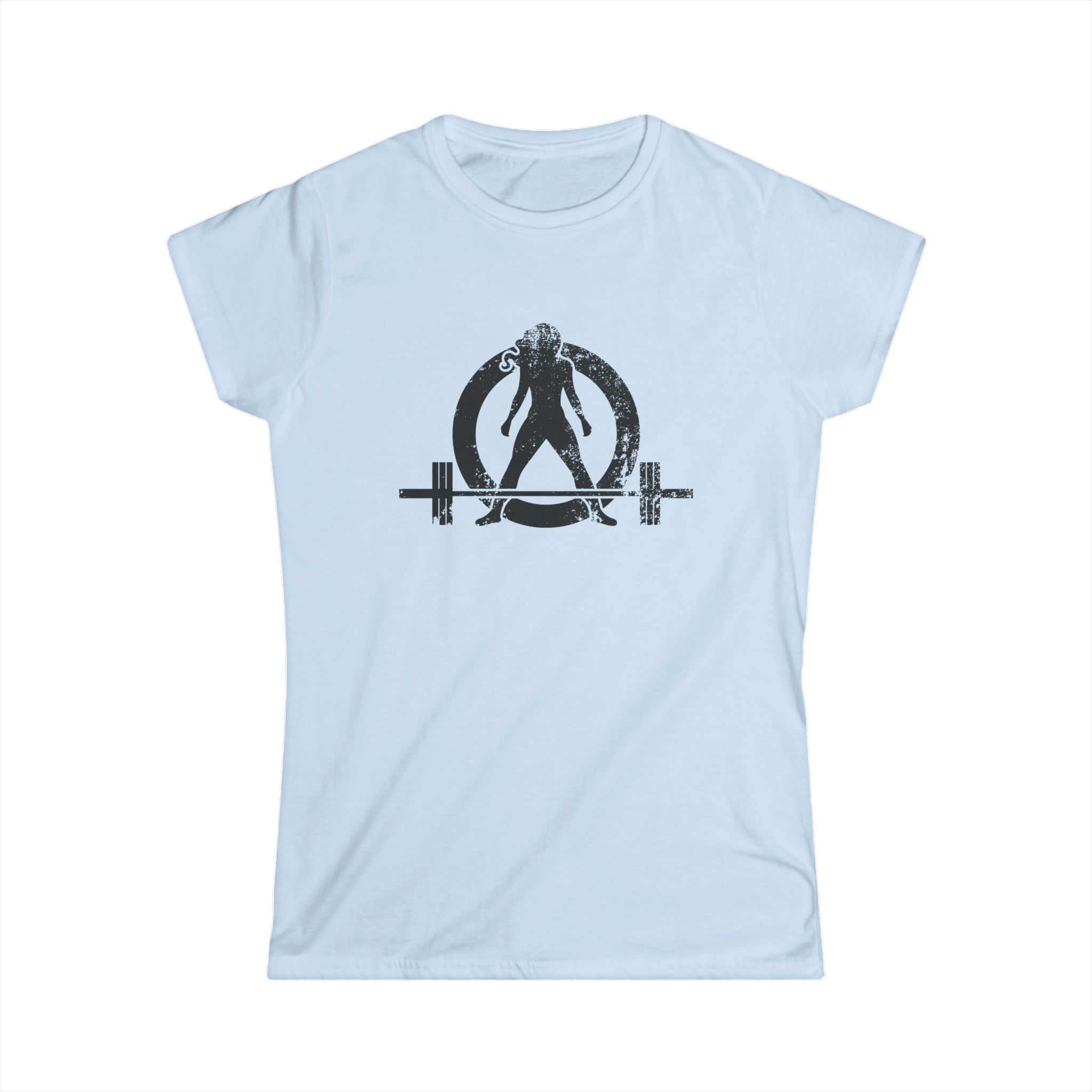 Women's Softstyle Tee - Distressed Black Logo - Plain Back