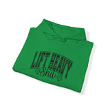 Lift Heavy Shit - Unisex Heavy Blend Hooded Sweatshirt - Black Logo on Front & Right Sleeve