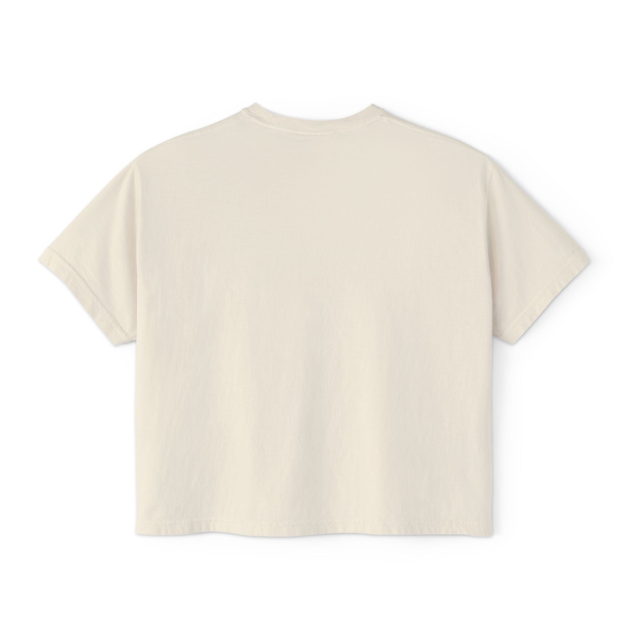 Women's Boxy Tee - Black Distressed Logo Front Plain Back