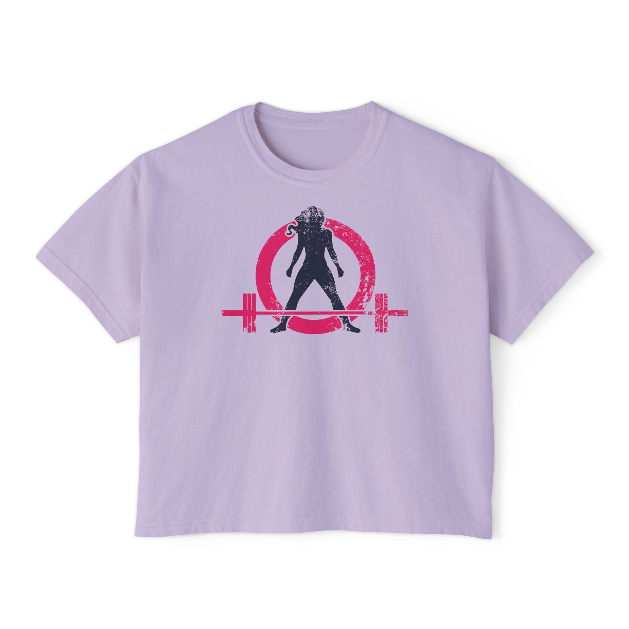 Women's Boxy Tee - Color Distressed Logo Front Plain Back