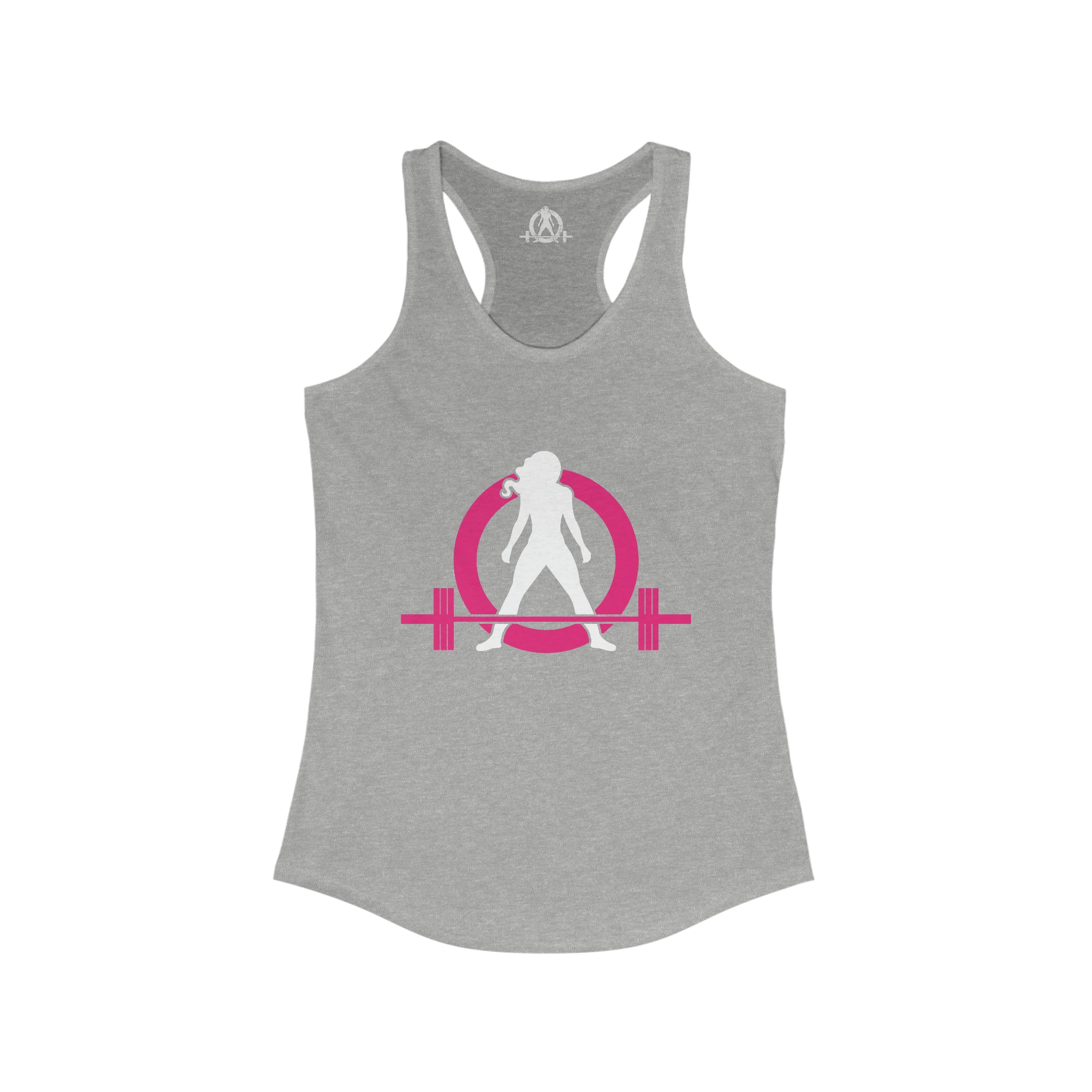 Squat Bench Deadlift Repeat - Women's Ideal Racerback Tank - Pink & Black - Dark - SBDR on Back