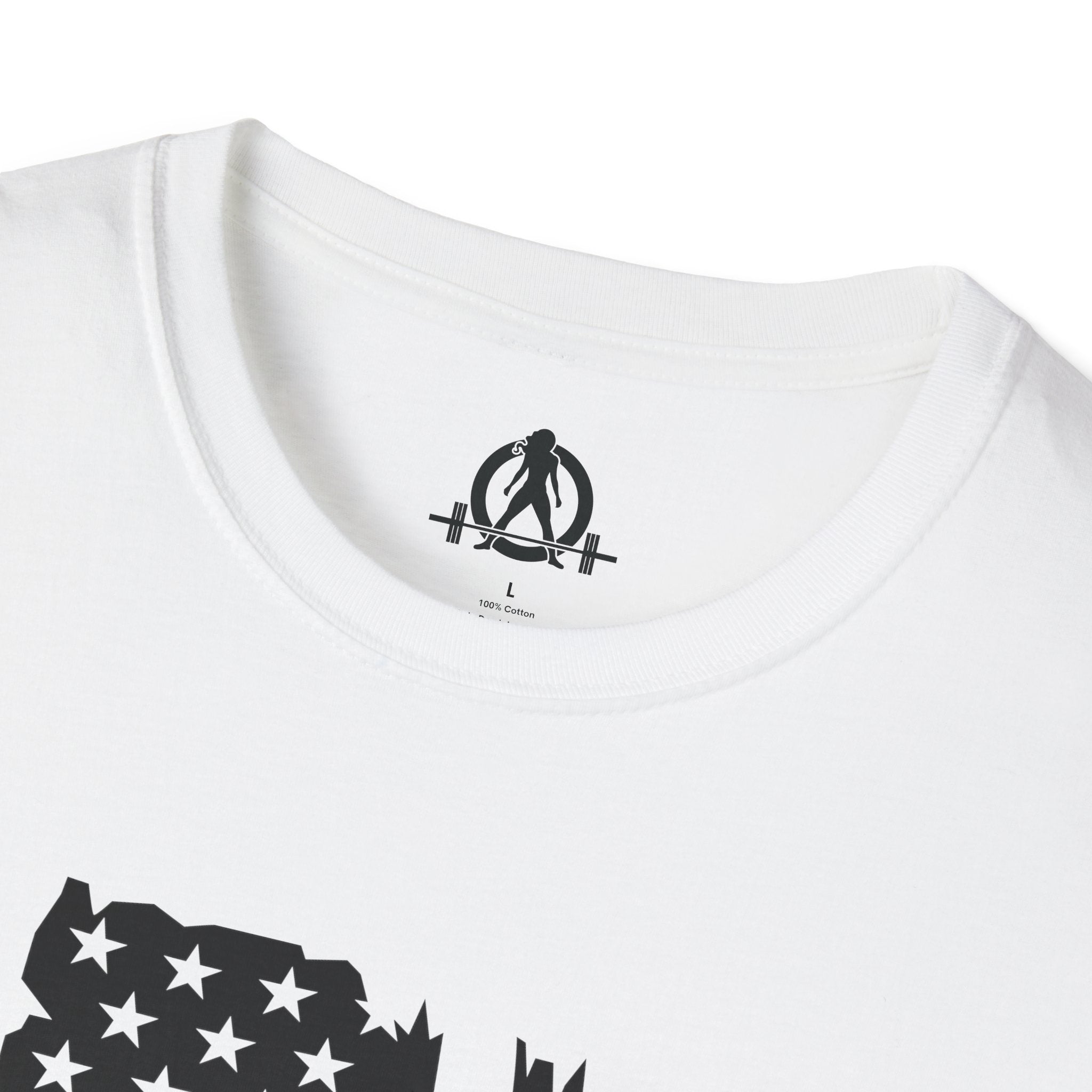 USA Barbell  - Unisex Softstyle T-Shirt - Black Logo - Plain Back