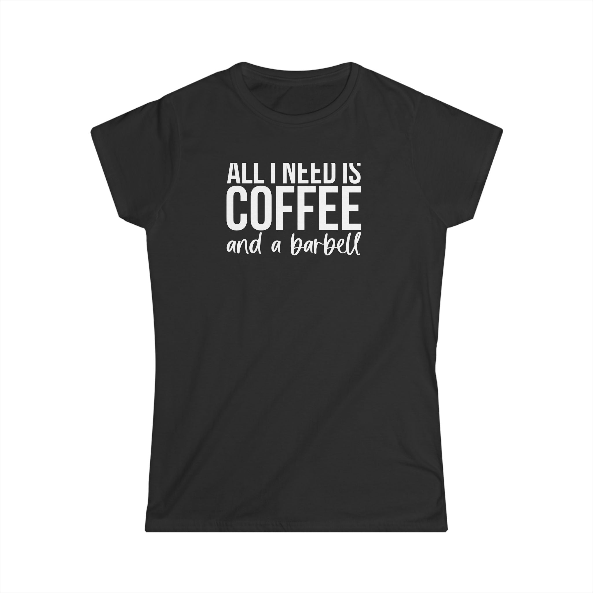 Coffee & A Barbell - Women's Softstyle Tee - Front Logo & Color Back
