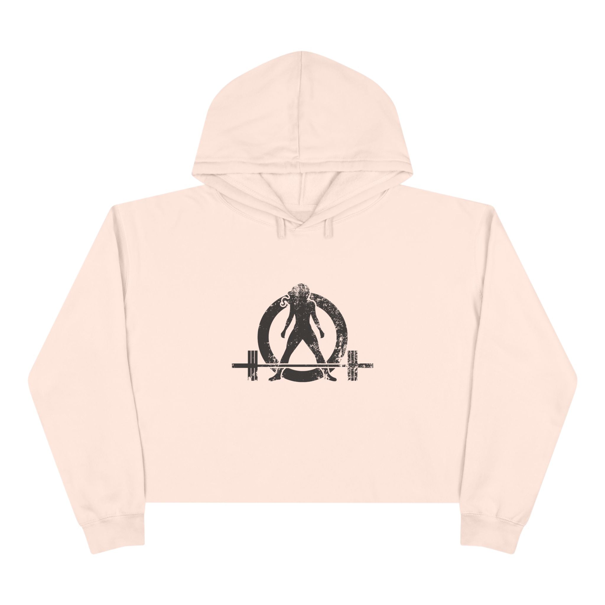 Empowered Crop Hoodie – For Strong Women Who Lift - Black Distressed Logo