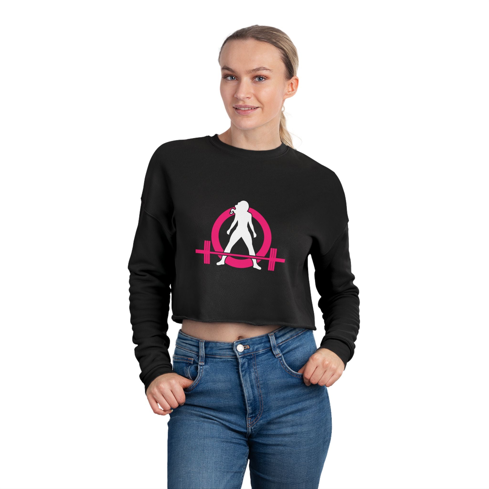 Women's Cropped Sweatshirt - Classic Logo - Plain Back