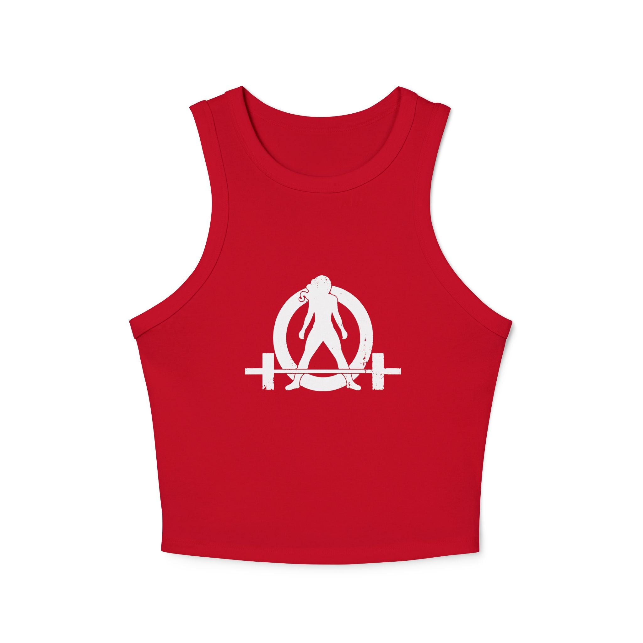 Women's Micro Rib Racer Tank Top - White Classic Logo