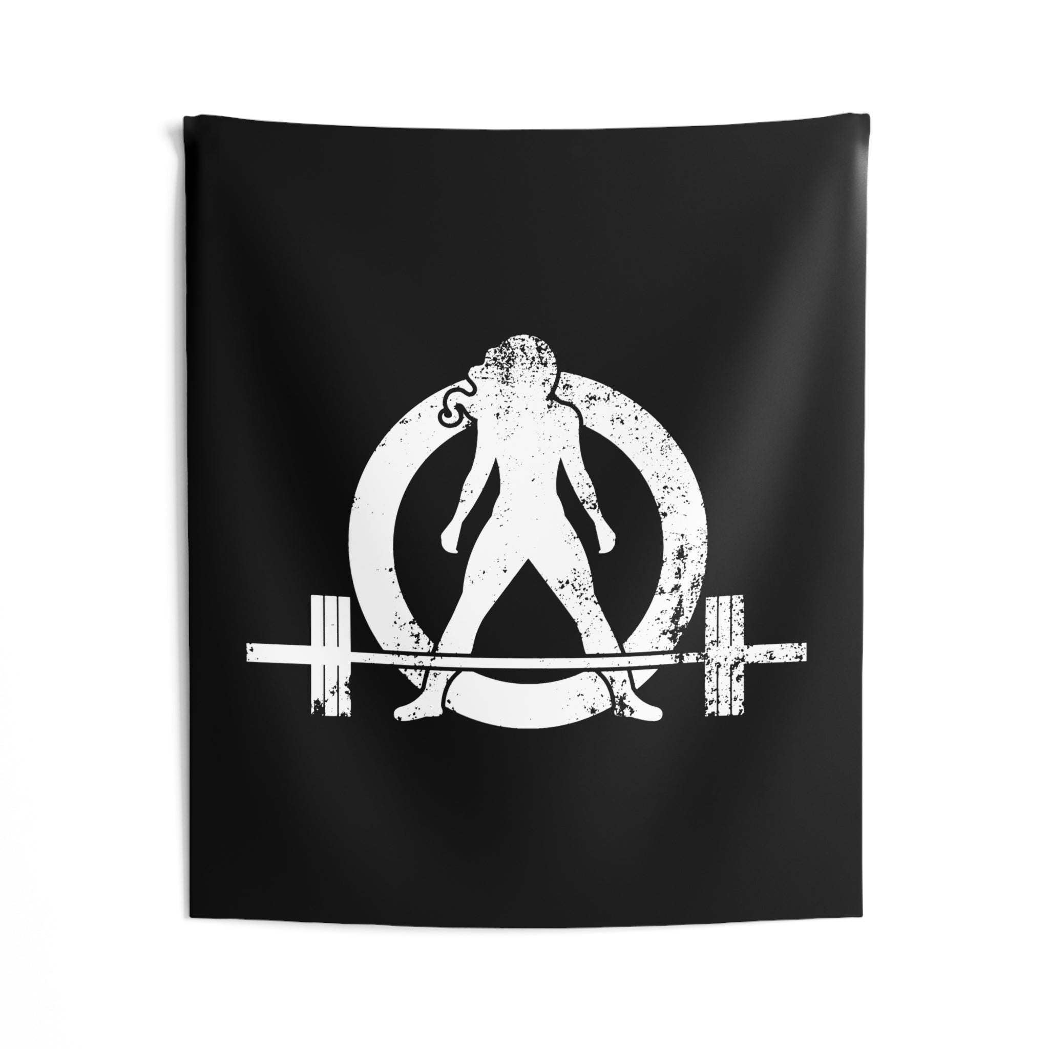 Indoor Wall Tapestries - Black - White Distressed Logo
