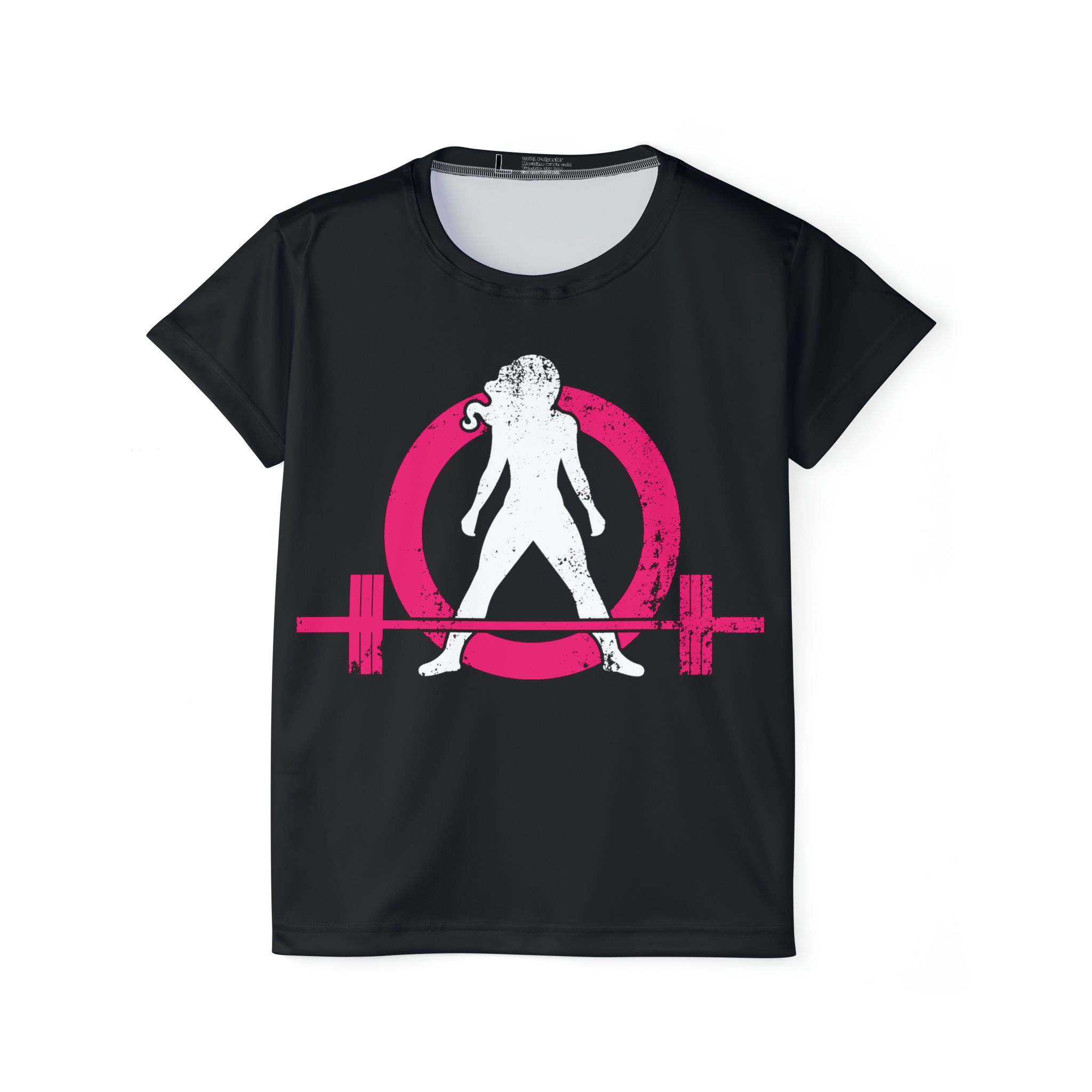 Women's Sports Jersey (AOP) - Black - Color Inverted Distressed Logo
