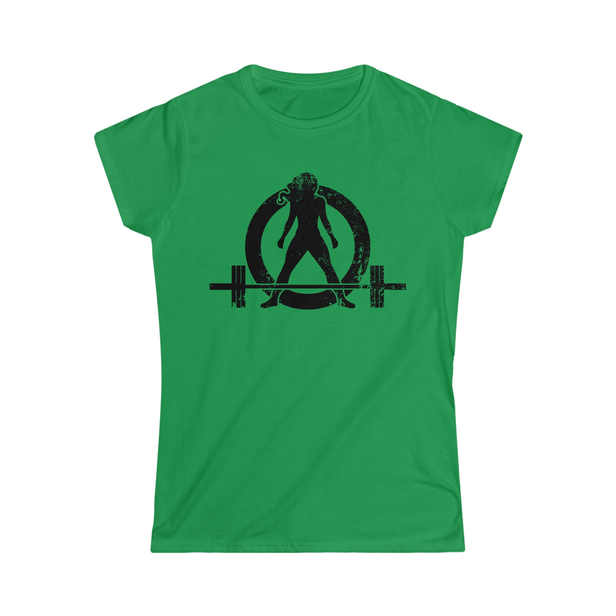 Good Girls Tone, Bad Girls Deadlift - Distressed Dark Logo - Women's Softstyle Tee