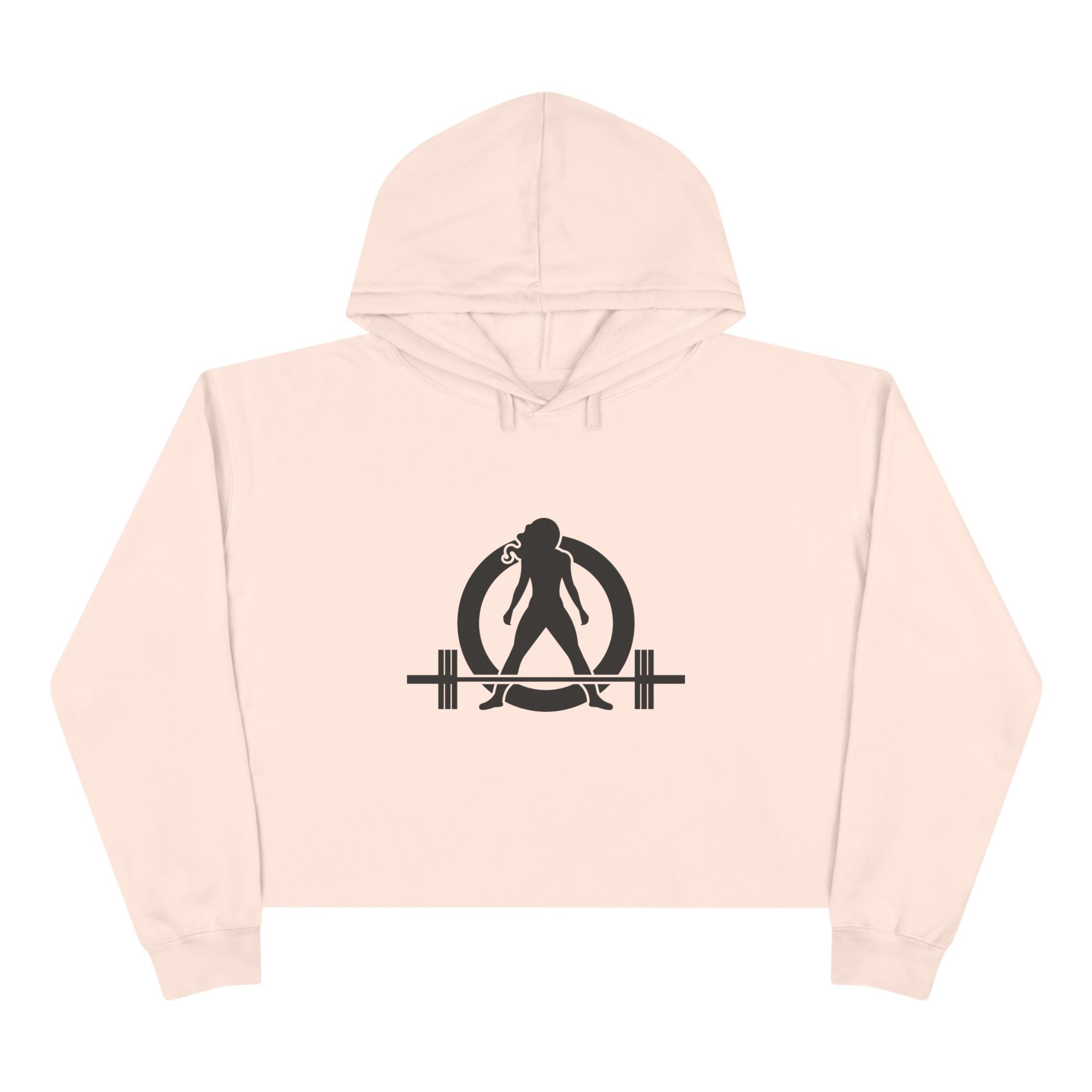 Empowered Crop Hoodie – For Strong Women Who Lift - Black Classic Logo