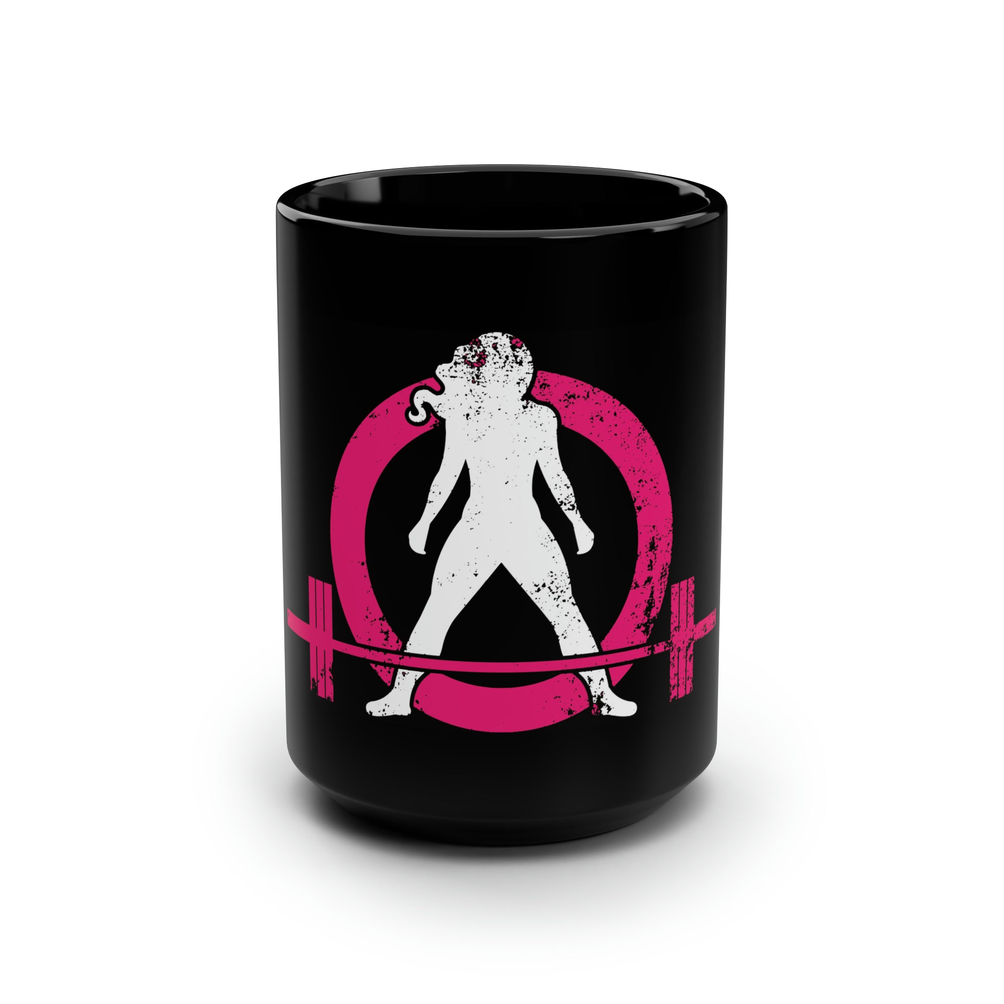 Black Mug, 15oz - Distressed Black Logo