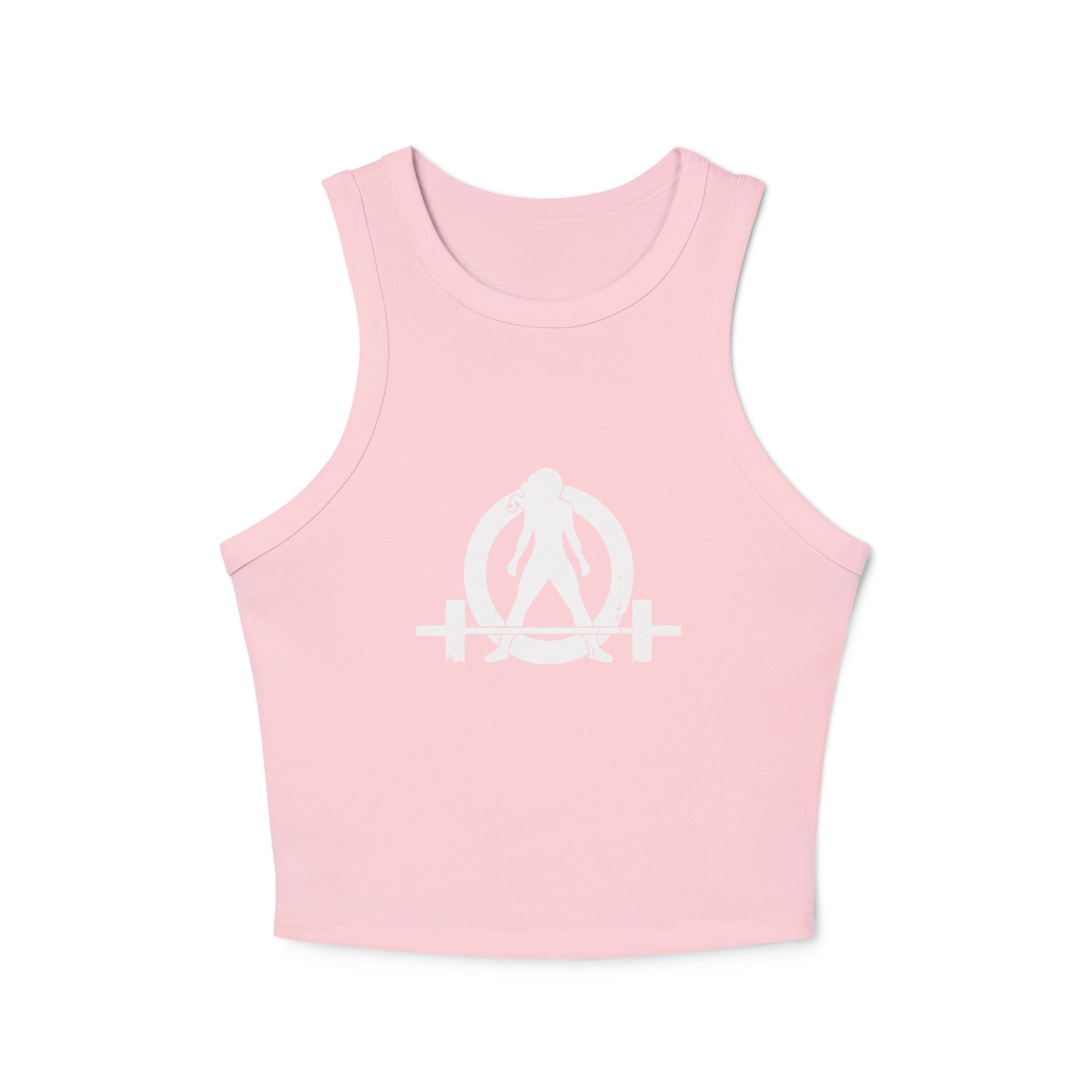 Women's Micro Rib Racer Tank Top - White Classic Logo
