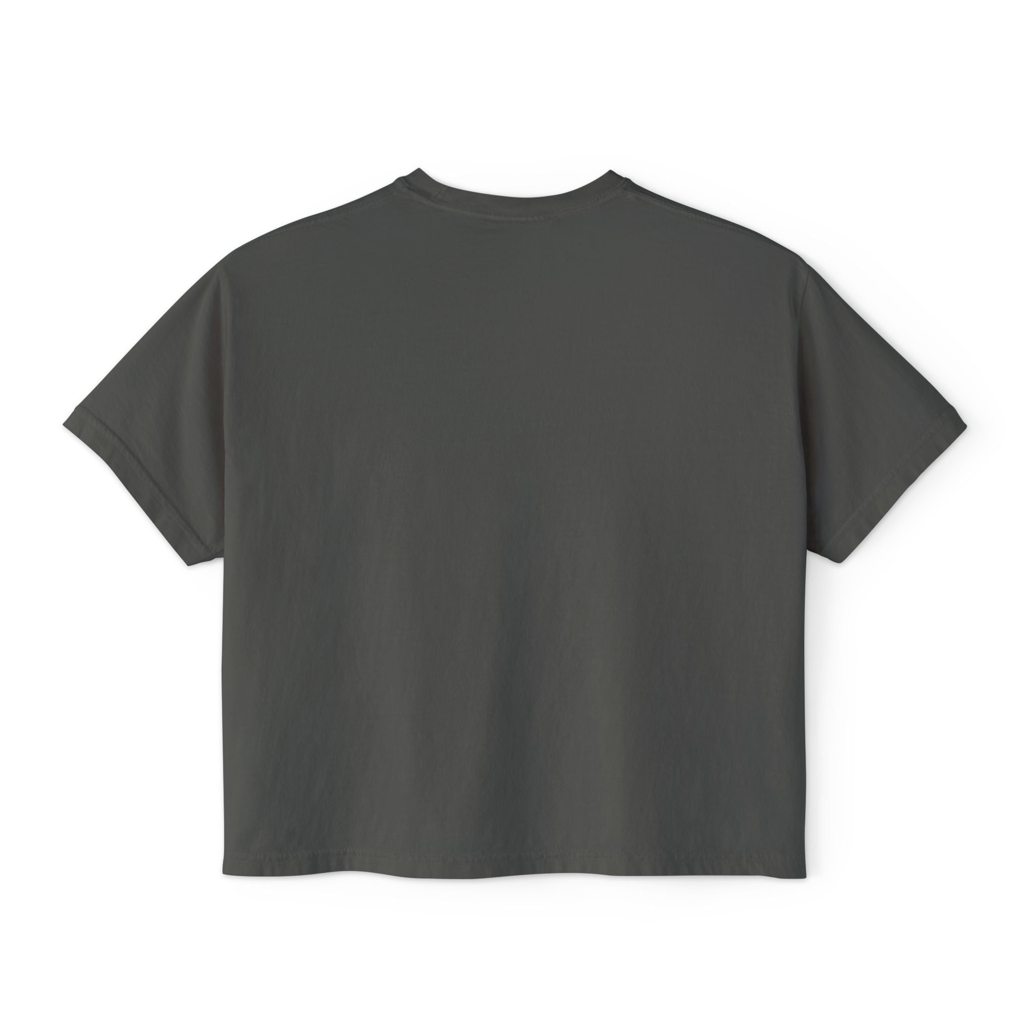 Women's Boxy Tee - Black Distressed Logo Front Plain Back
