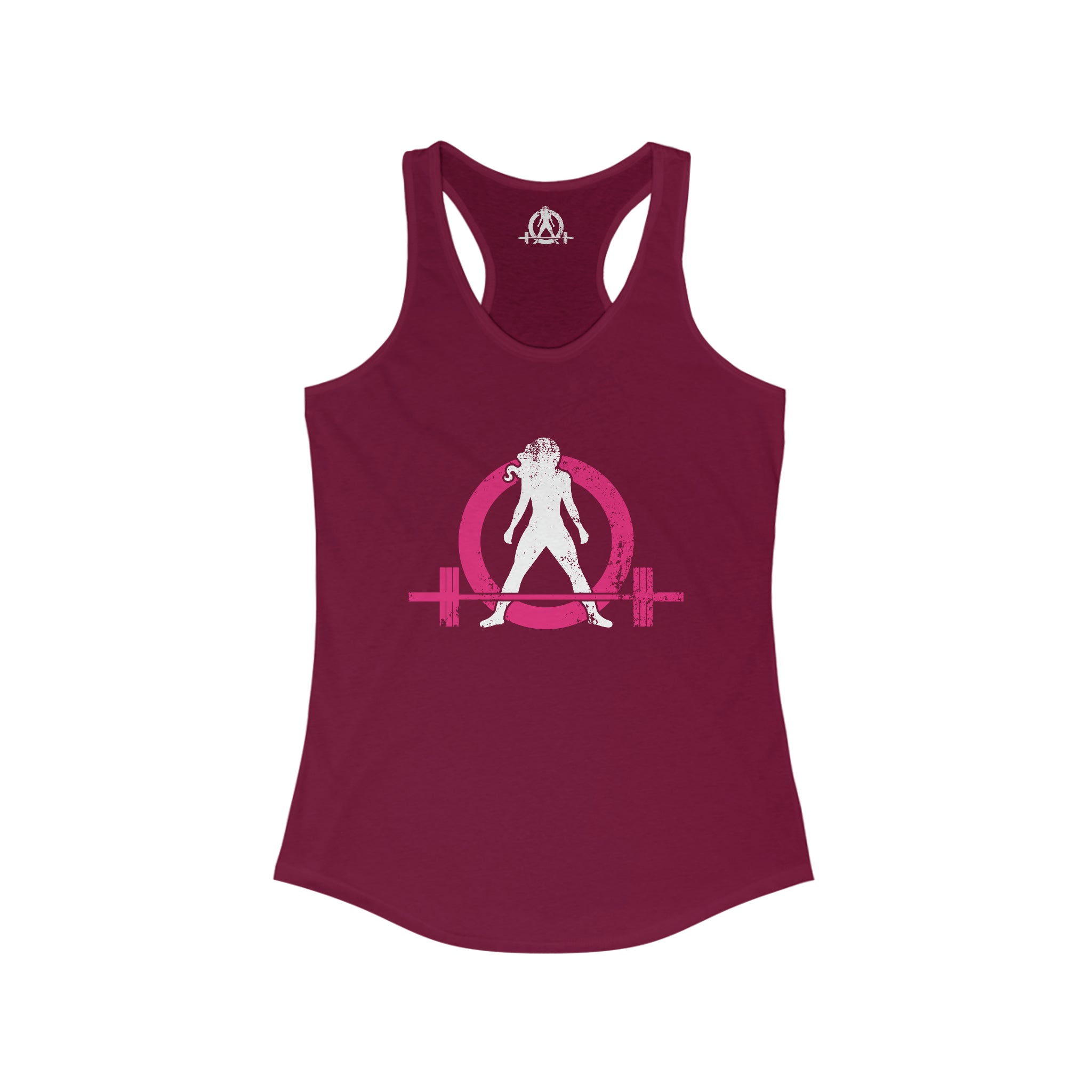 Distressed Women's Ideal Racerback Tank - Color Distressed Logo Front