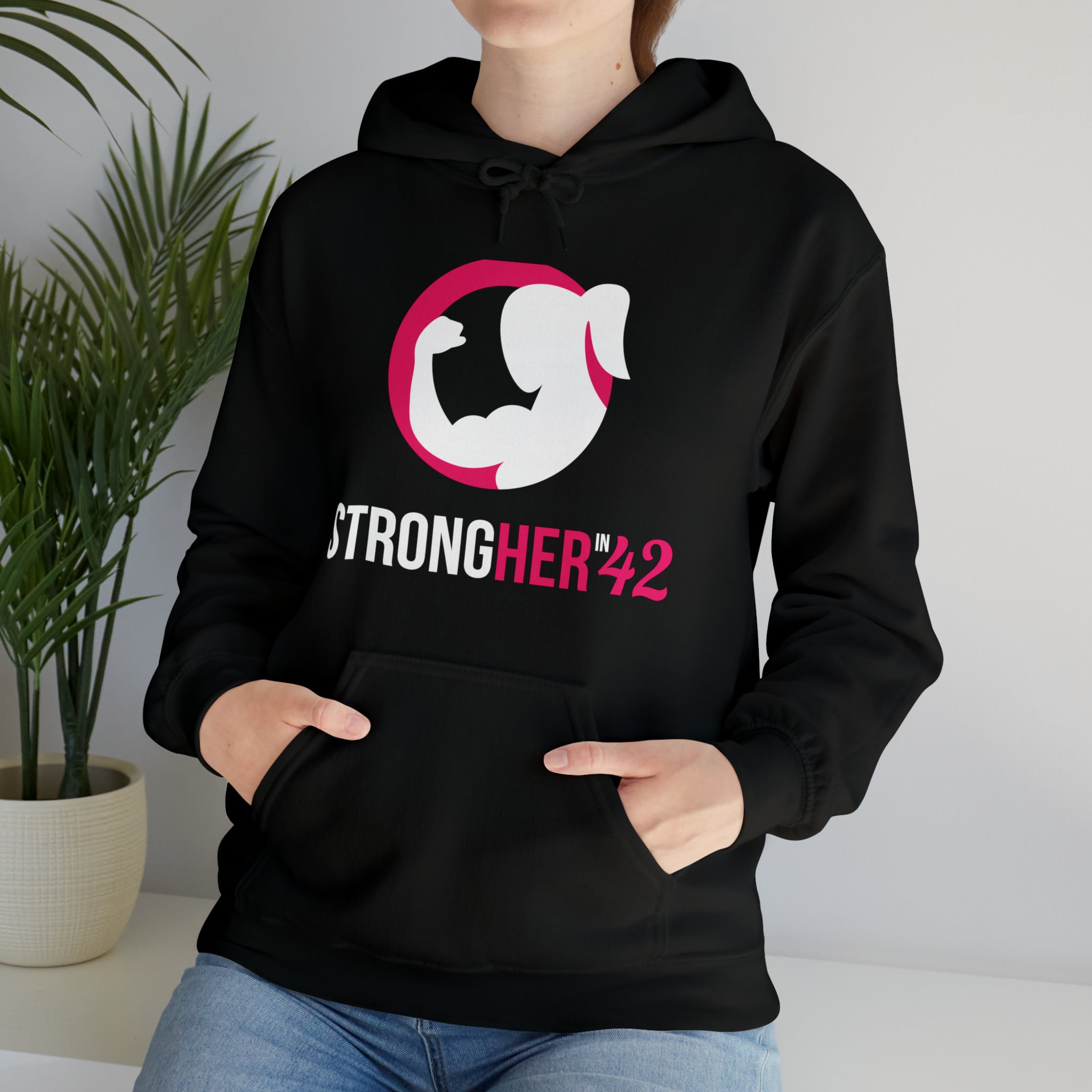 Strong Her in 42 - Classic Color Logo - Unisex Heavy Blend Hooded Sweatshirt