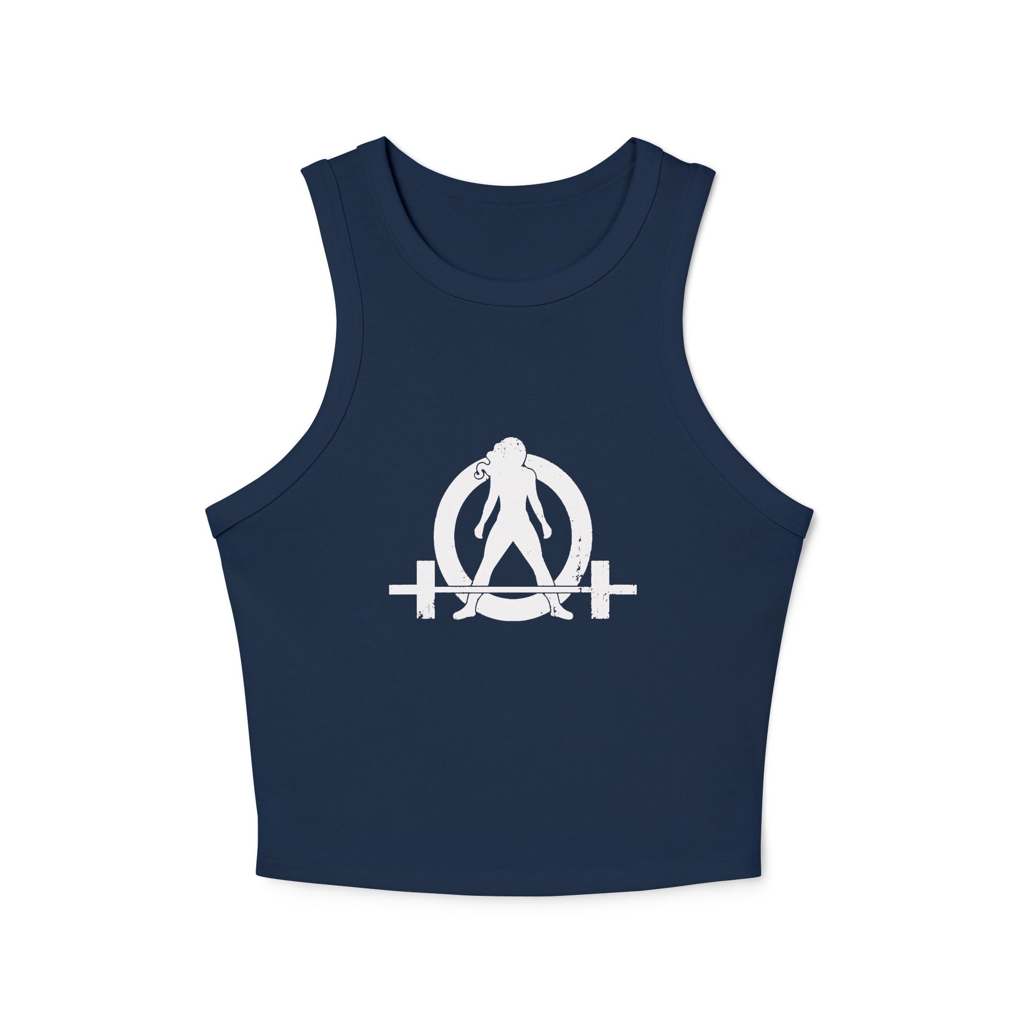 Women's Micro Rib Racer Tank Top - White Classic Logo