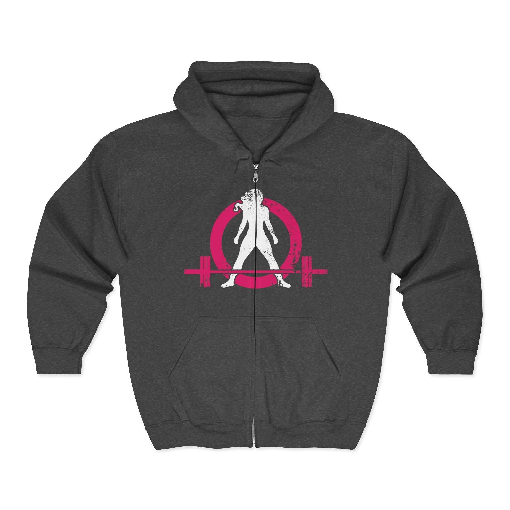Distressed Logo – Unisex Heavy Blend™ Full Zip Hooded Sweatshirt – Color Inverted Log