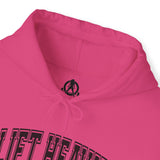 Lift Heavy Shit - Unisex Heavy Blend Hooded Sweatshirt - Black Logo on Front & Right Sleeve