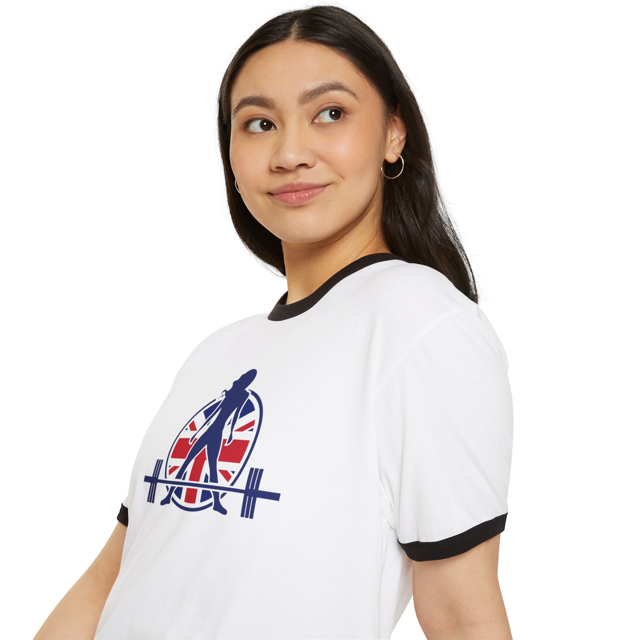 UK Collection - Unisex Cotton Ringer T-Shirt - Front Logo Front Plain Back