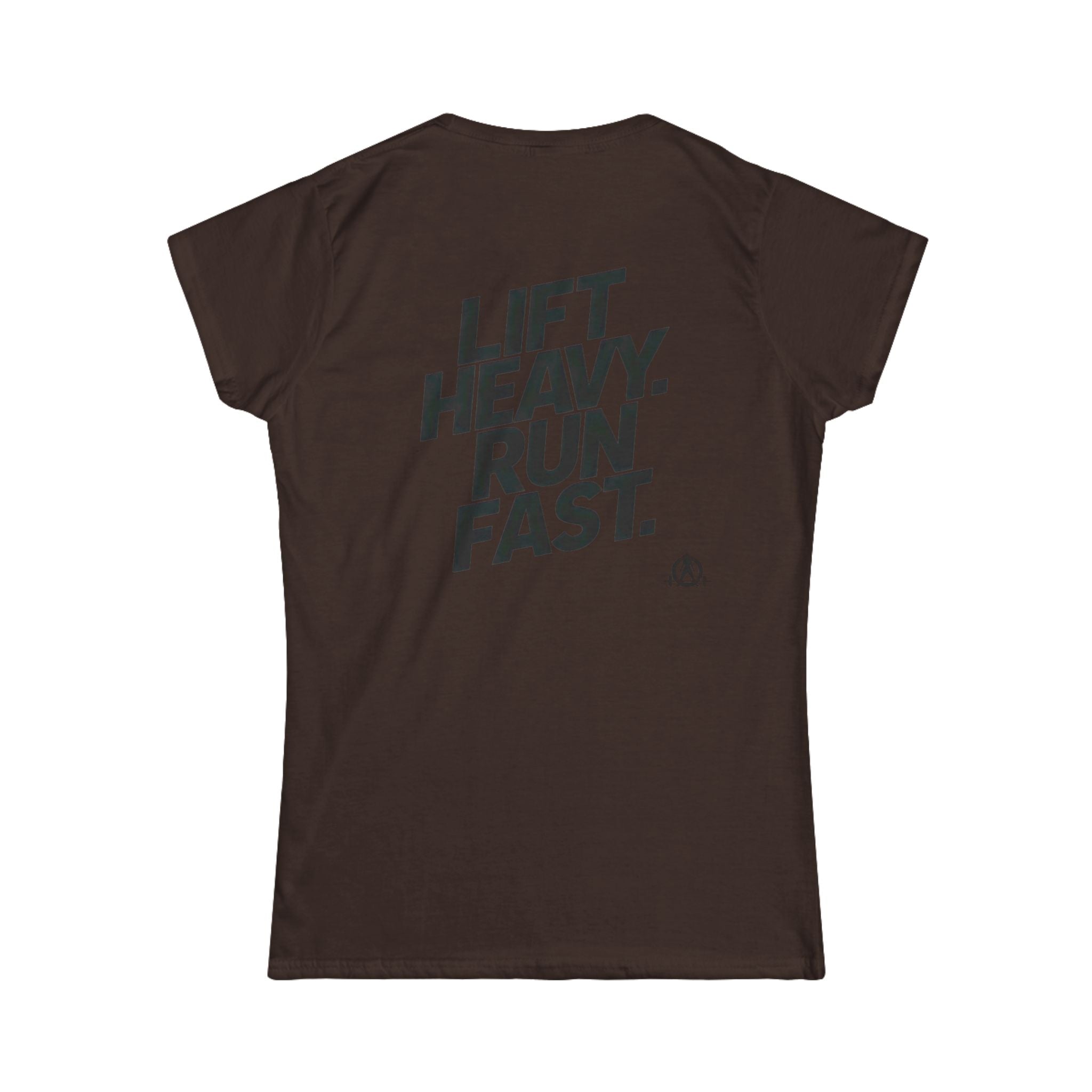 Lift Heavy Run Fast - Women's Softstyle Tee - Black Front & Back Logo
