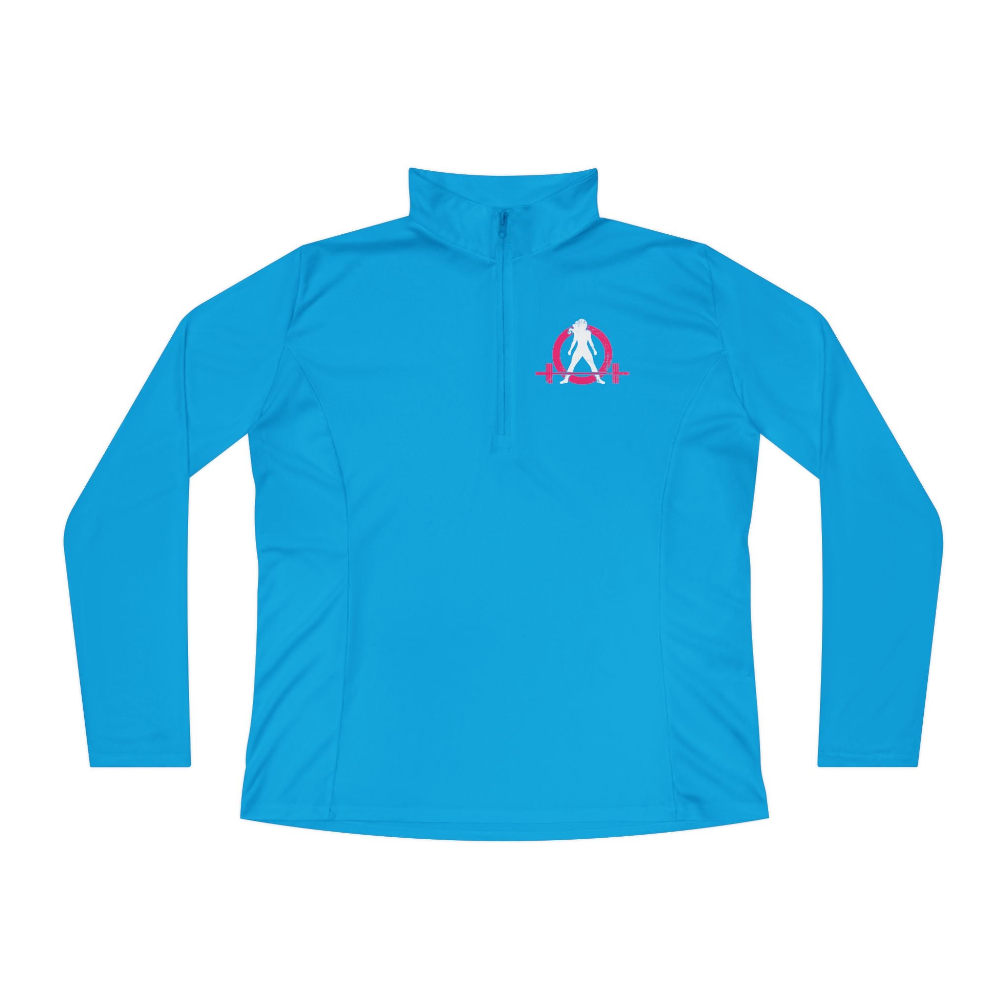 Ladies Quarter-Zip Pullover - Black Distressed Logo