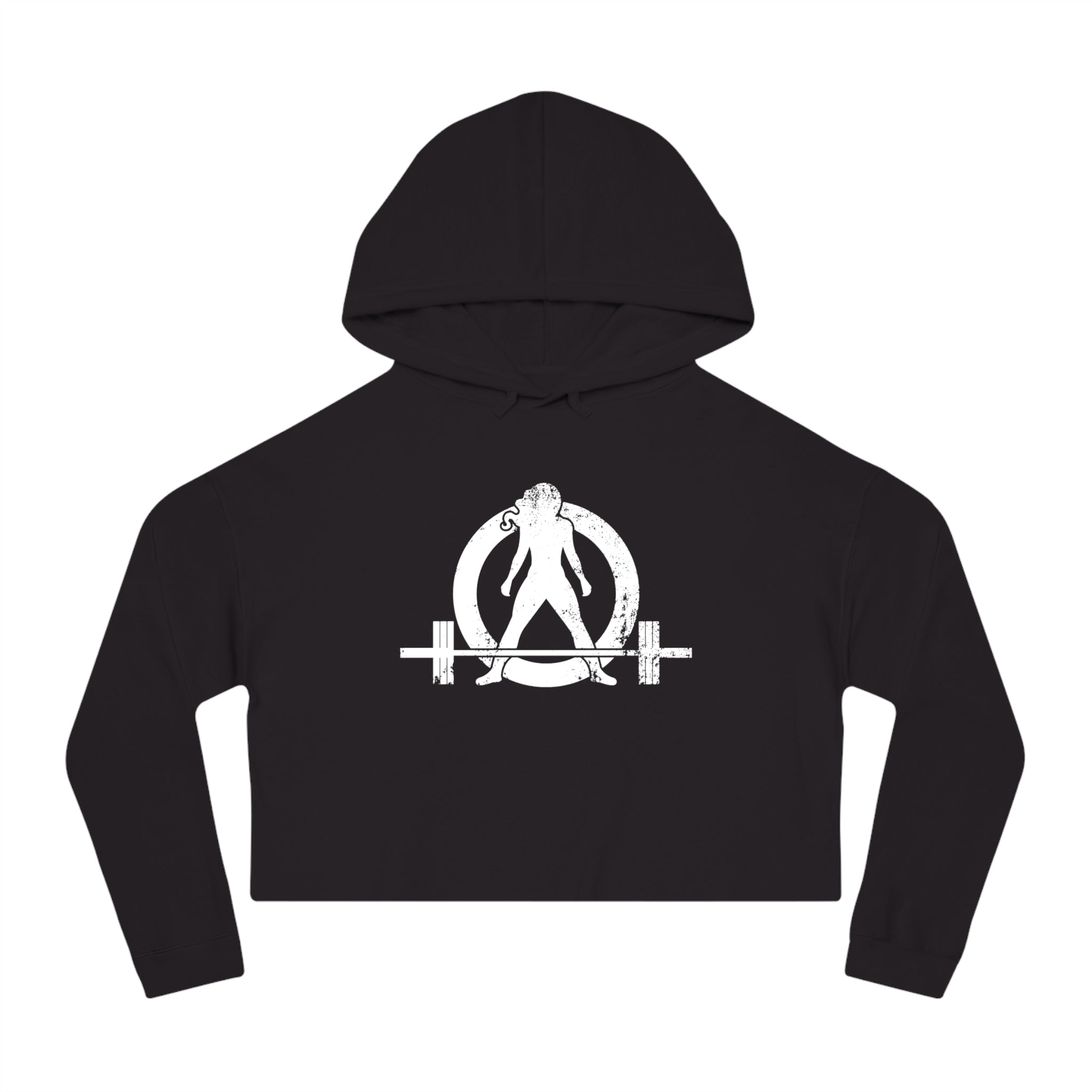 Women’s Cropped Hooded Sweatshirt - White Distressed Logo