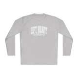 Lift Heavy Shit - Unisex Lightweight Long Sleeve Tee - White Logo Plain Back