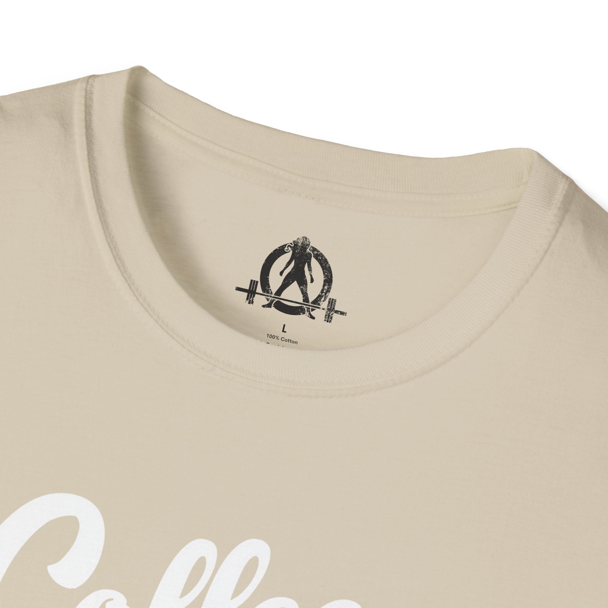Coffee & Barbells - Unisex Softstyle T-Shirt - White Print on Front Plain Back