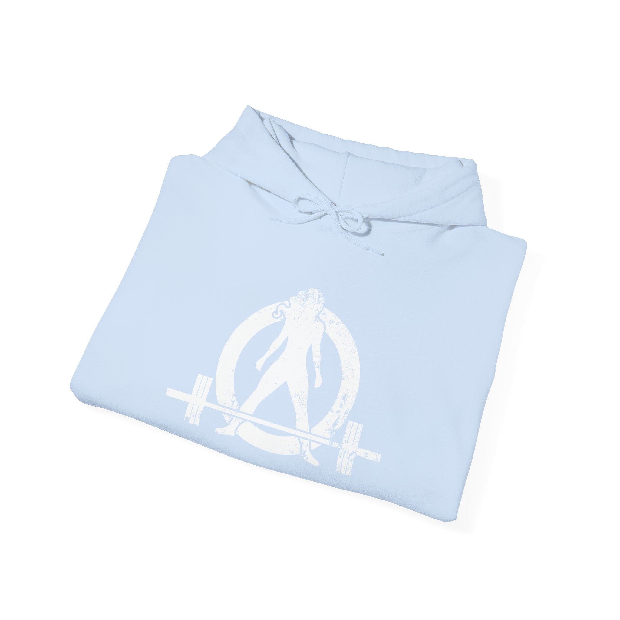Unisex Heavy Blend Hooded Sweatshirt - Distressed White Logo - Plain Back