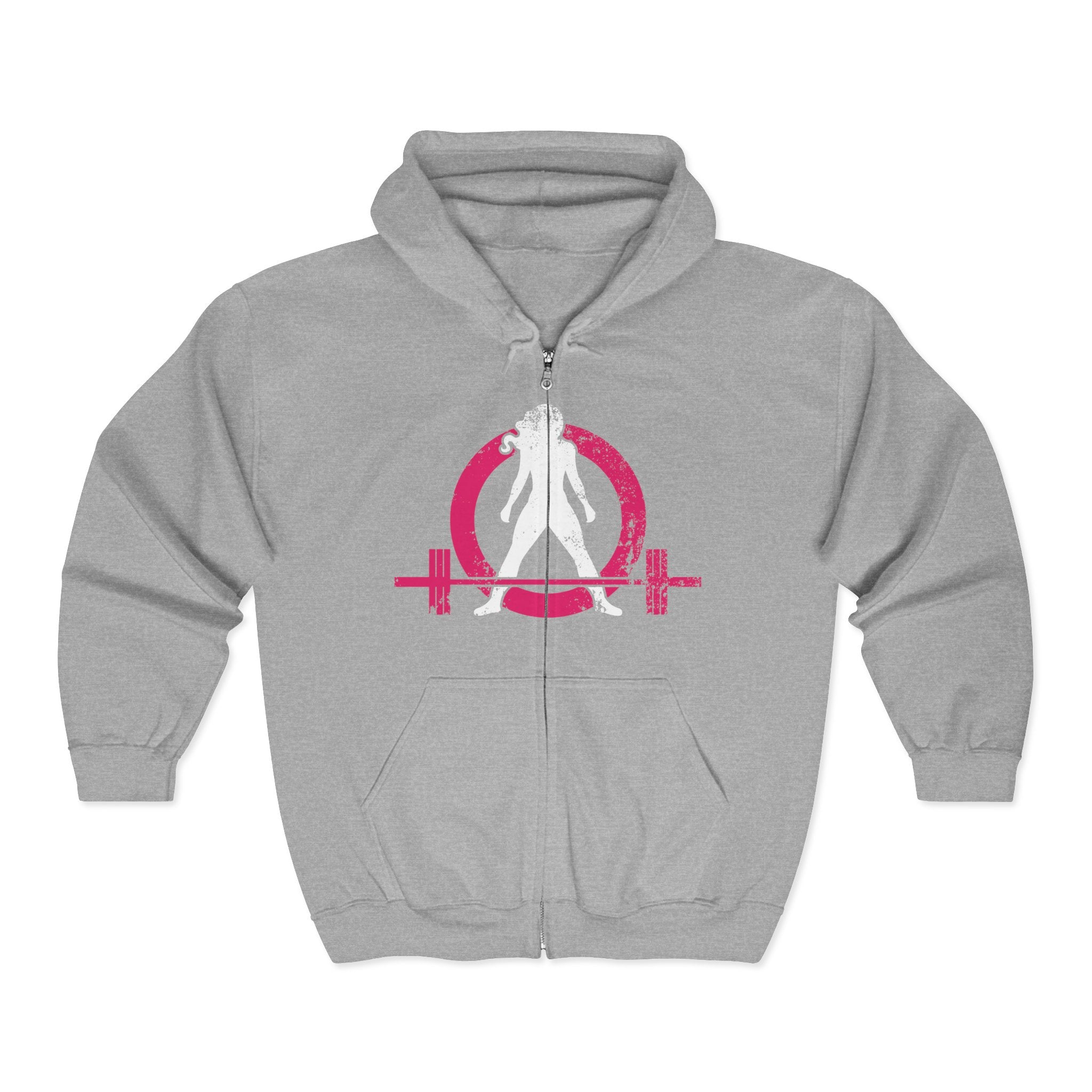 Distressed Logo – Unisex Heavy Blend™ Full Zip Hooded Sweatshirt – Color Inverted Log