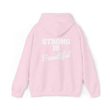 Strong Is Beautiful - Unisex Heavy Blend Hooded Sweatshirt - Distressed White Logo -  (BEST SELLER)