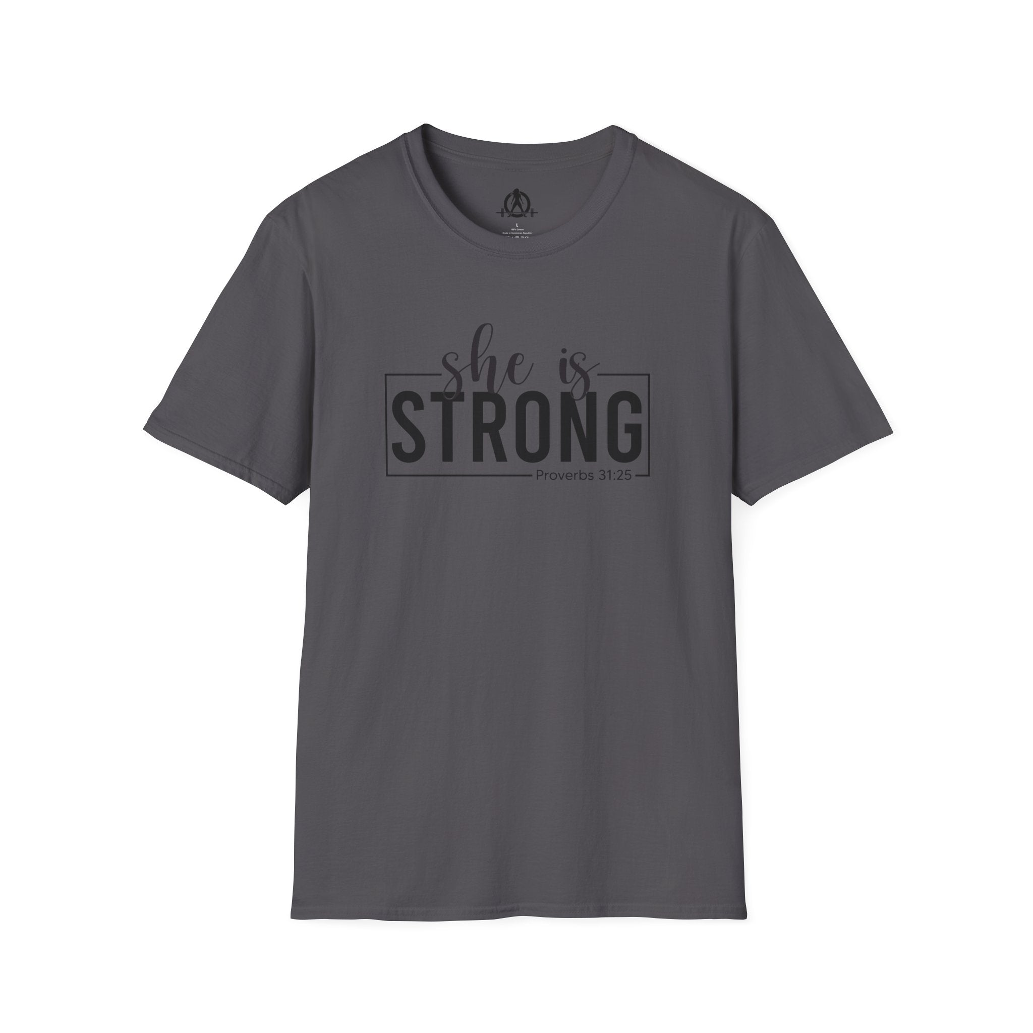 She Is STRONG - Unisex Softstyle T-Shirt - Front Black Print