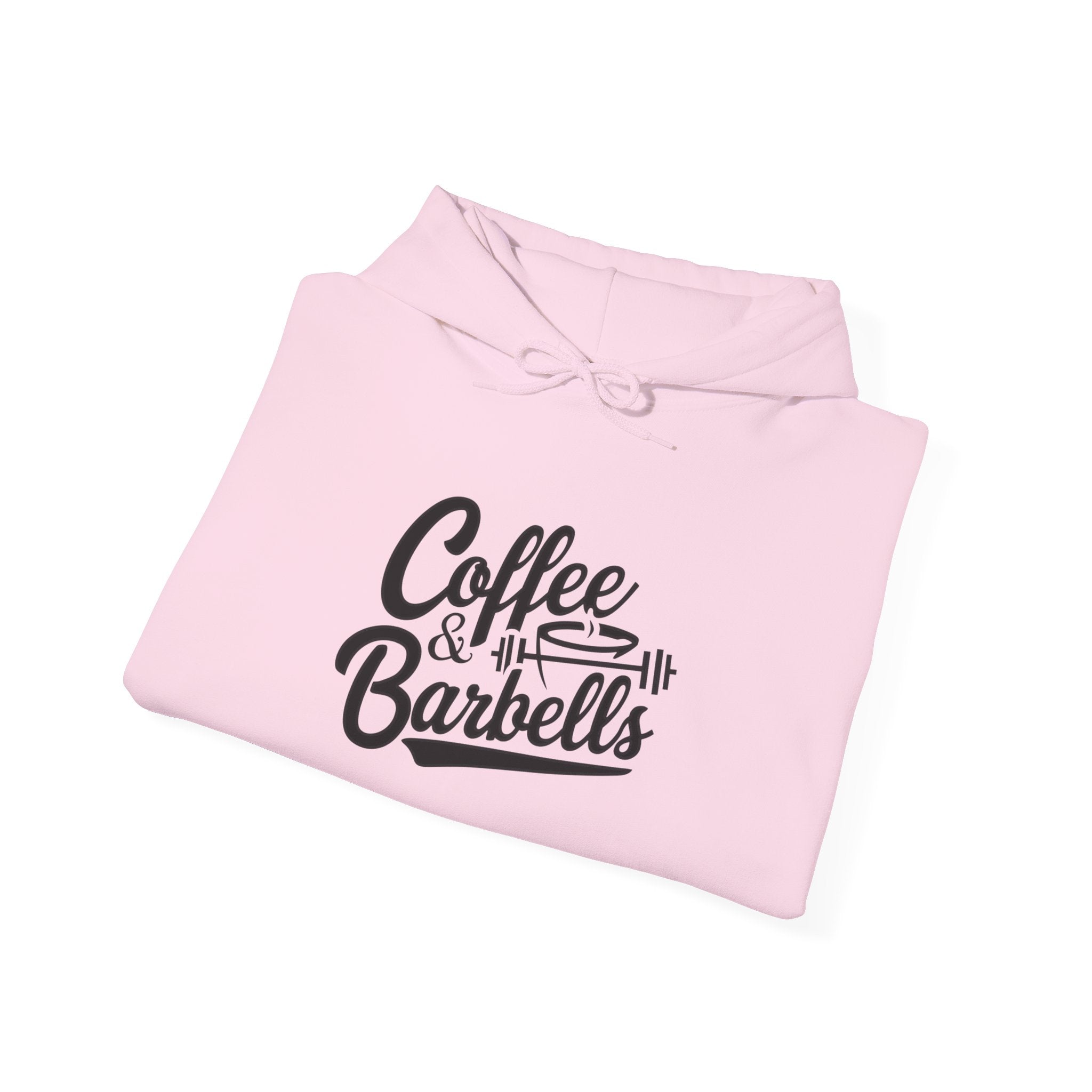 Coffee & Barbells  - Unisex Heavy Blend Hooded Sweatshirt - Black Logo on Front & Right Sleeve