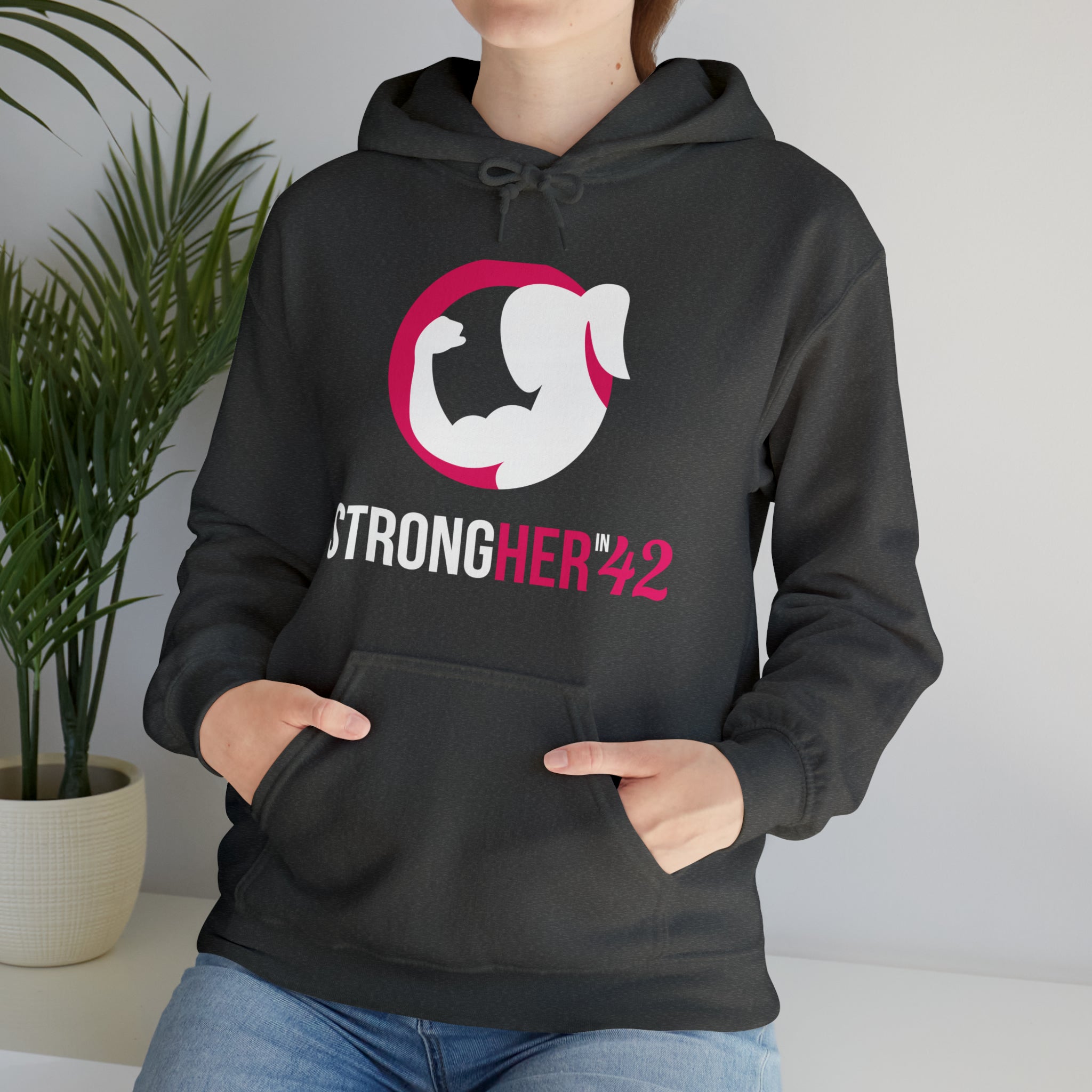 Strong Her in 42 - Classic Color Logo - Unisex Heavy Blend Hooded Sweatshirt