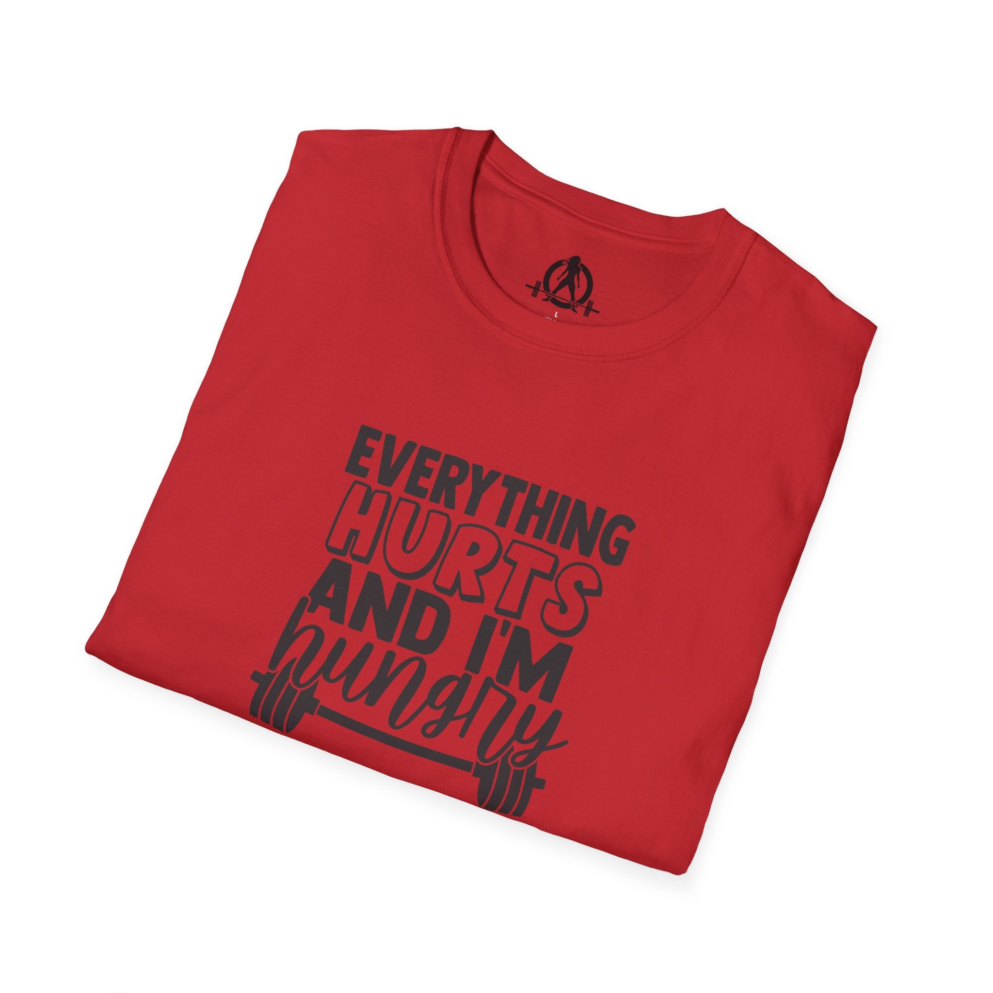Everything Hurts & I'm Hungry - Unisex Softstyle T-Shirt - Black Print on Front Plain Back