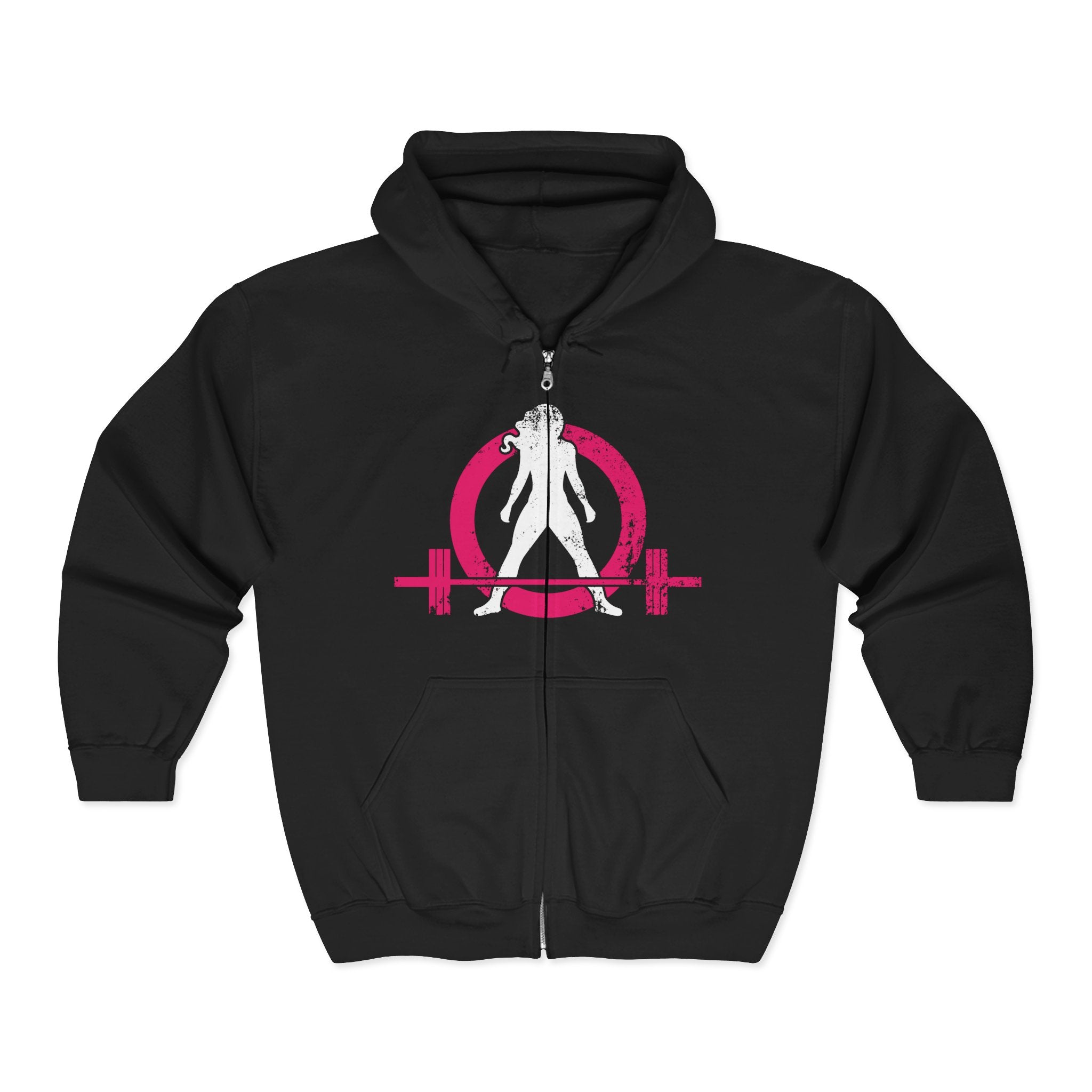 Distressed Logo – Unisex Heavy Blend™ Full Zip Hooded Sweatshirt – Color Inverted Log